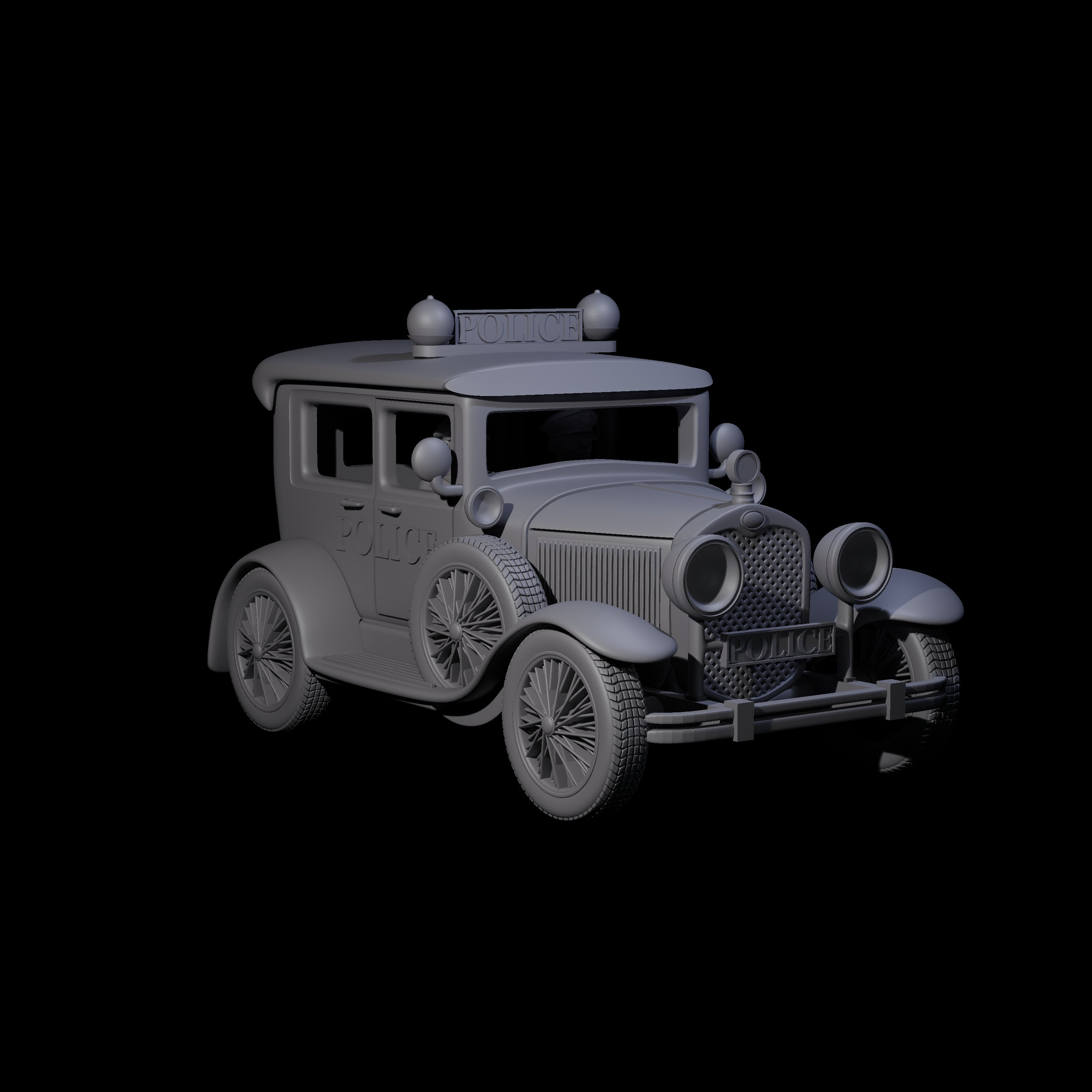 Police Car Ford Model A Miniature for Dungeons and Dragons, Pathfinder or other TTRPGs