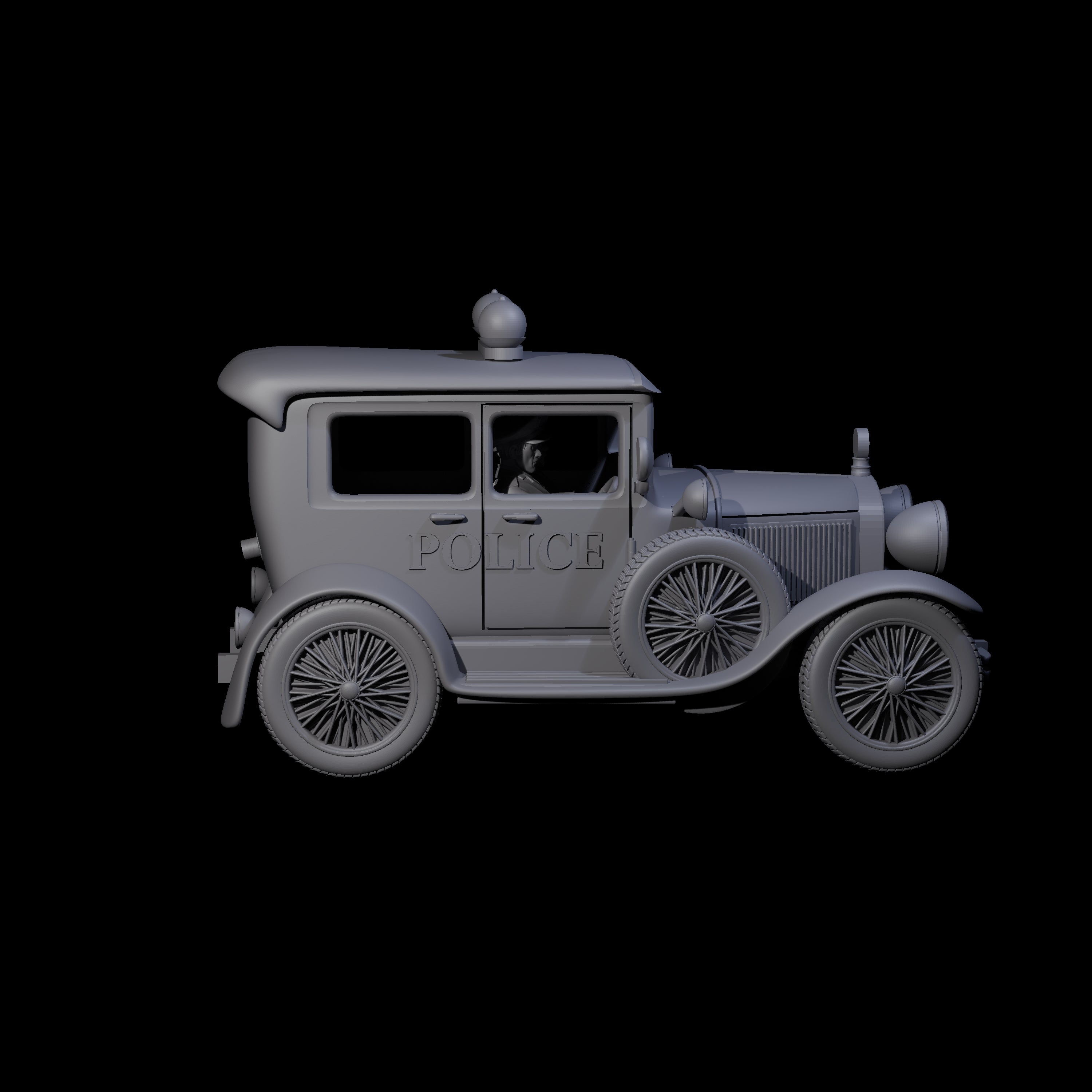 Police Car Ford Model A Miniature for Dungeons and Dragons, Pathfinder or other TTRPGs