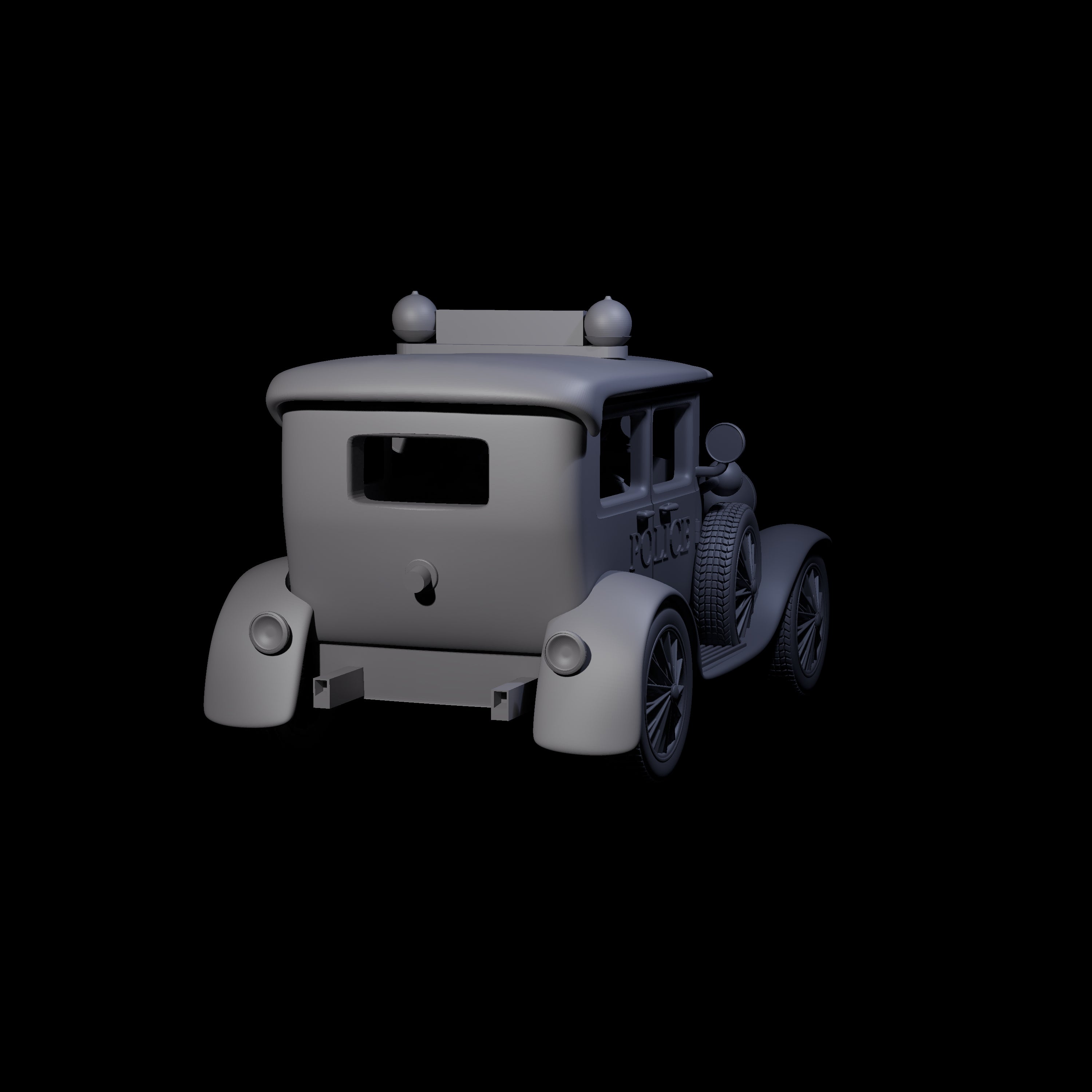 Police Car Ford Model A Miniature for Dungeons and Dragons, Pathfinder or other TTRPGs