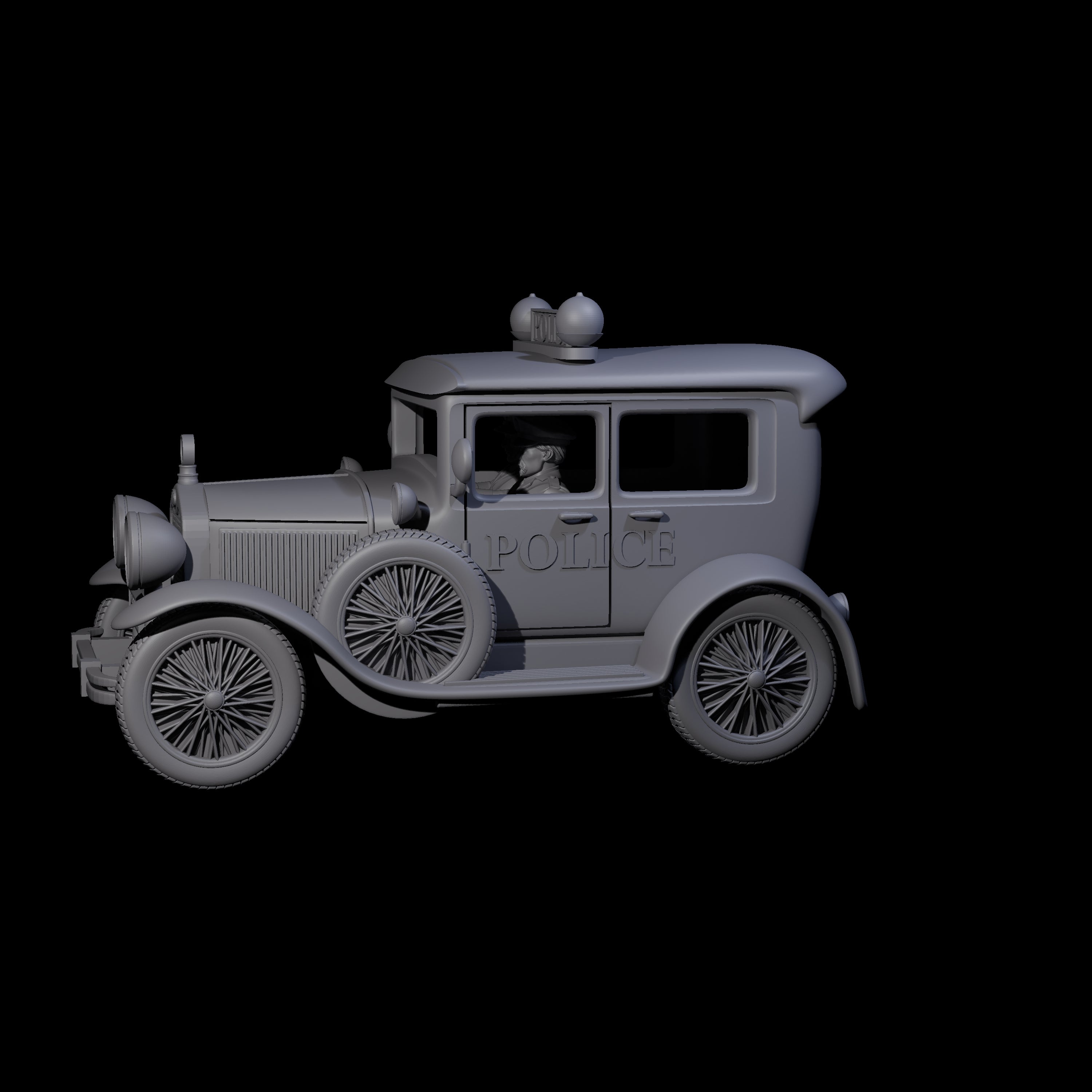 Police Car Ford Model A Miniature for Dungeons and Dragons, Pathfinder or other TTRPGs