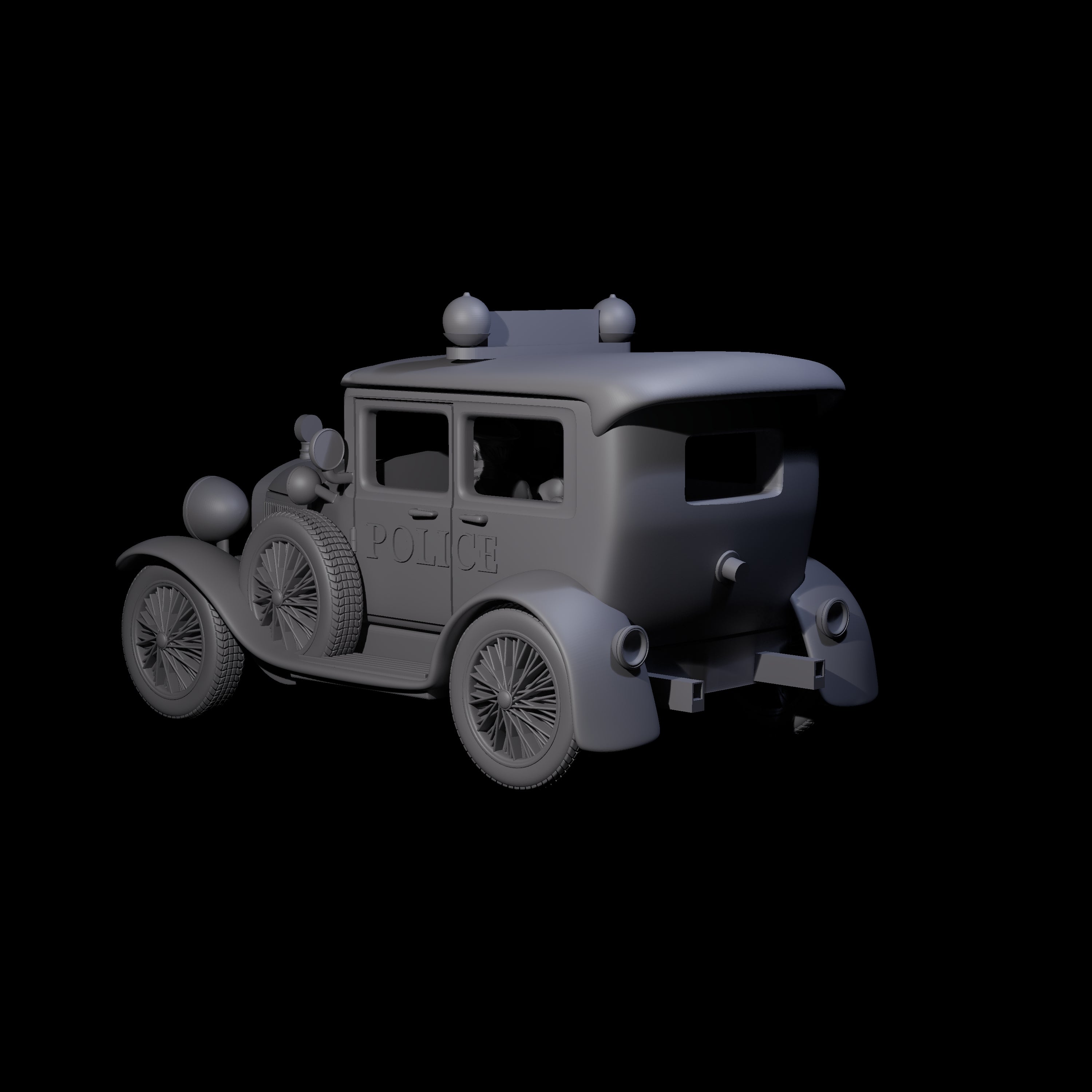 Police Car Ford Model A Miniature for Dungeons and Dragons, Pathfinder or other TTRPGs