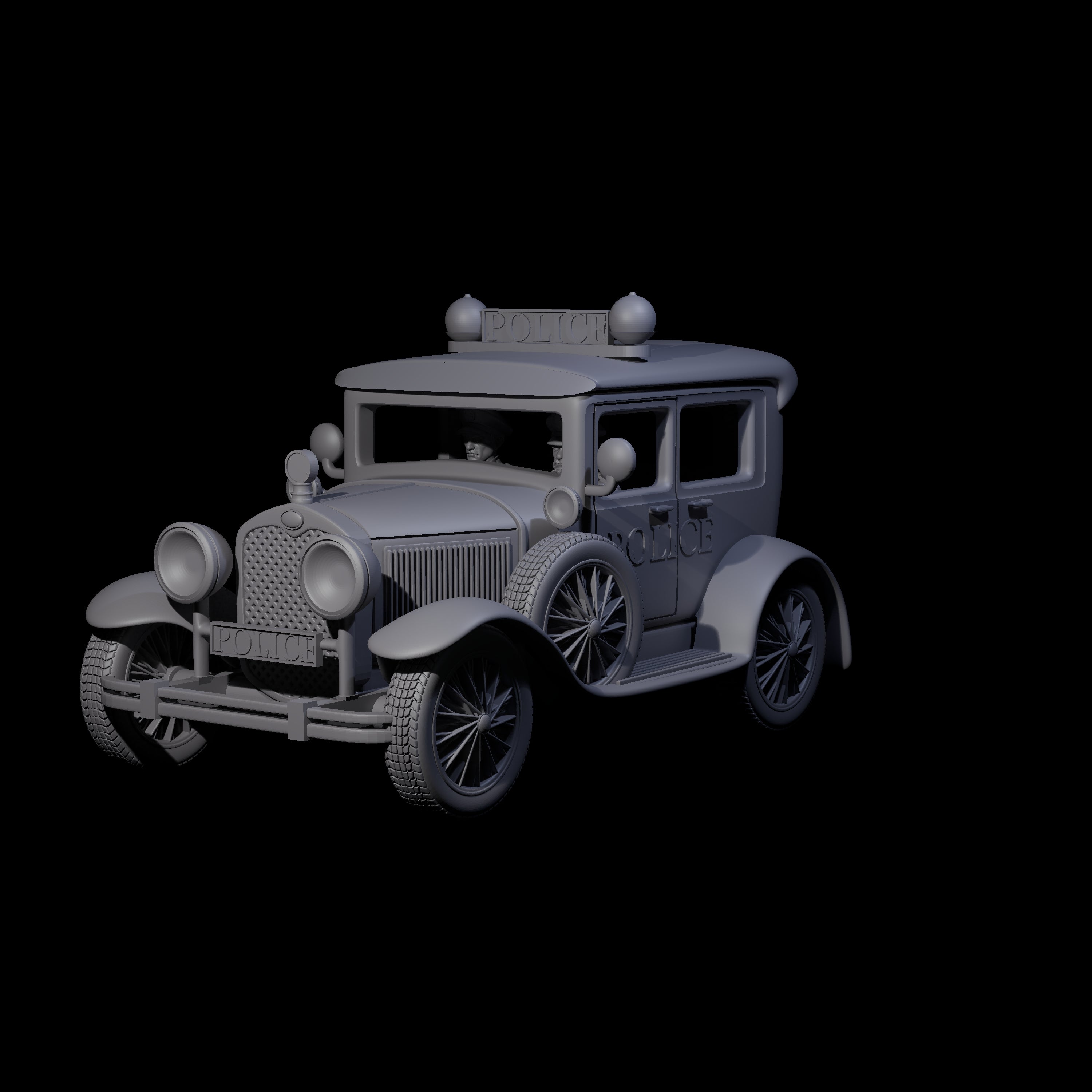 Police Car Ford Model A Miniature for Dungeons and Dragons, Pathfinder or other TTRPGs