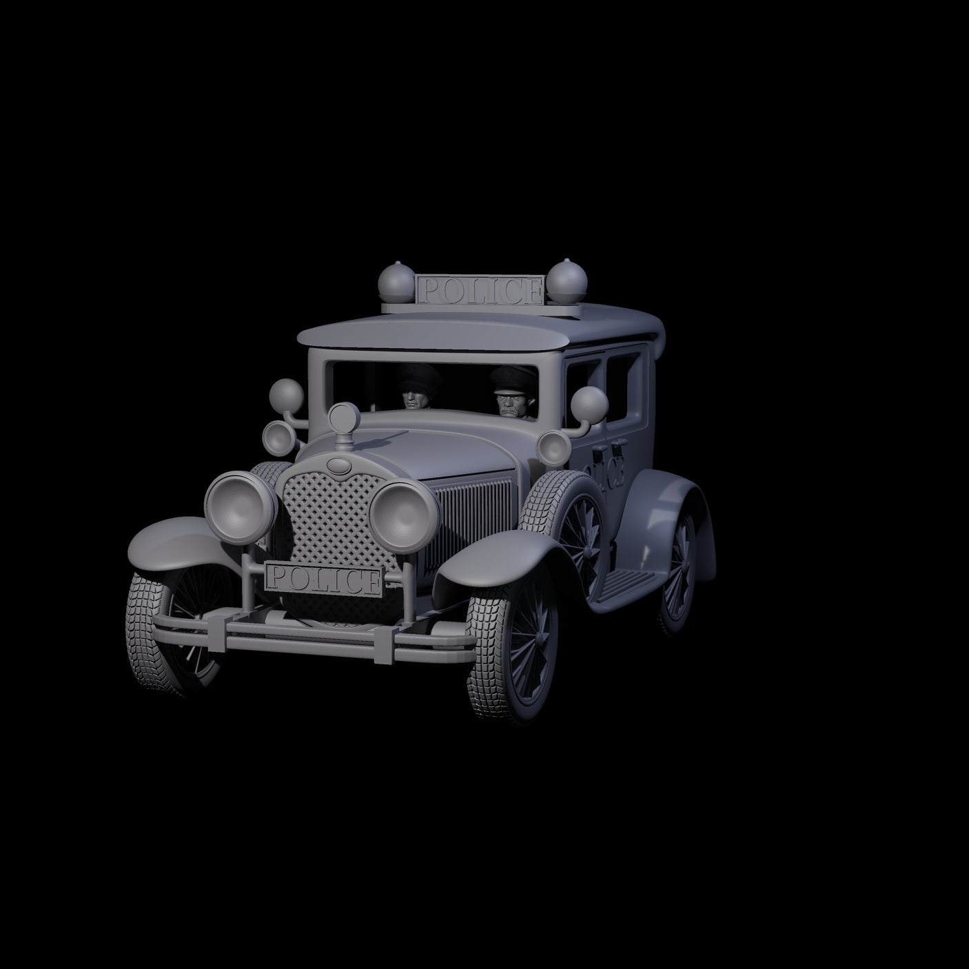 Police Car Ford Model A Miniature for Dungeons and Dragons, Pathfinder or other TTRPGs