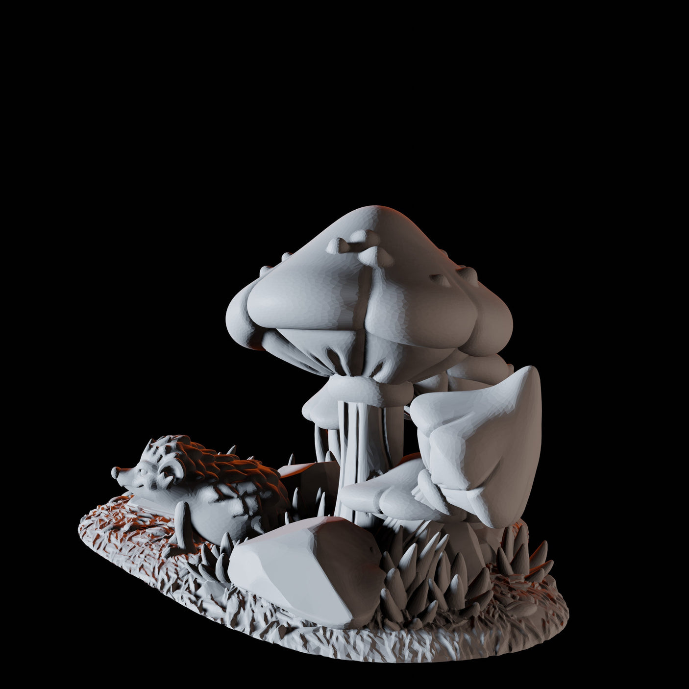 Porcupine and mushrooms Miniature for Dungeons and Dragons, Pathfinder or other TTRPGs