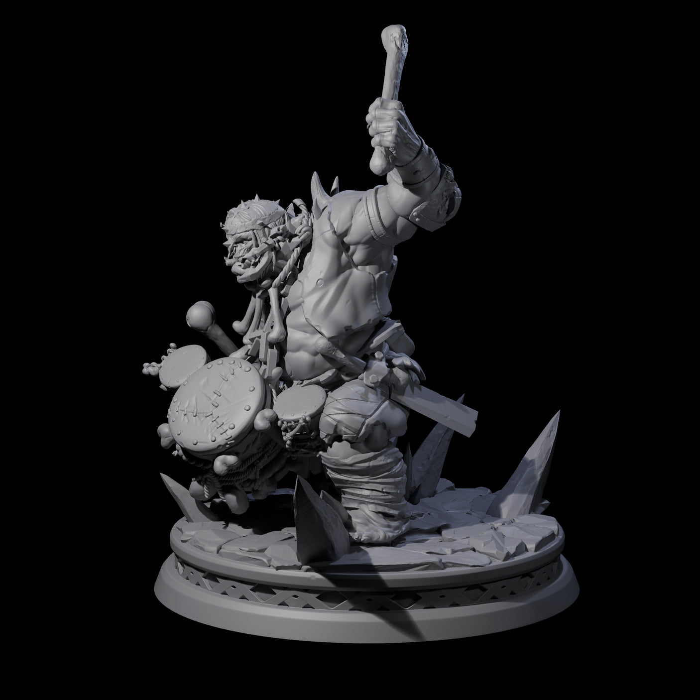 Pounding Ogre Drummer Miniature for Dungeons and Dragons, Pathfinder or other TTRPGs