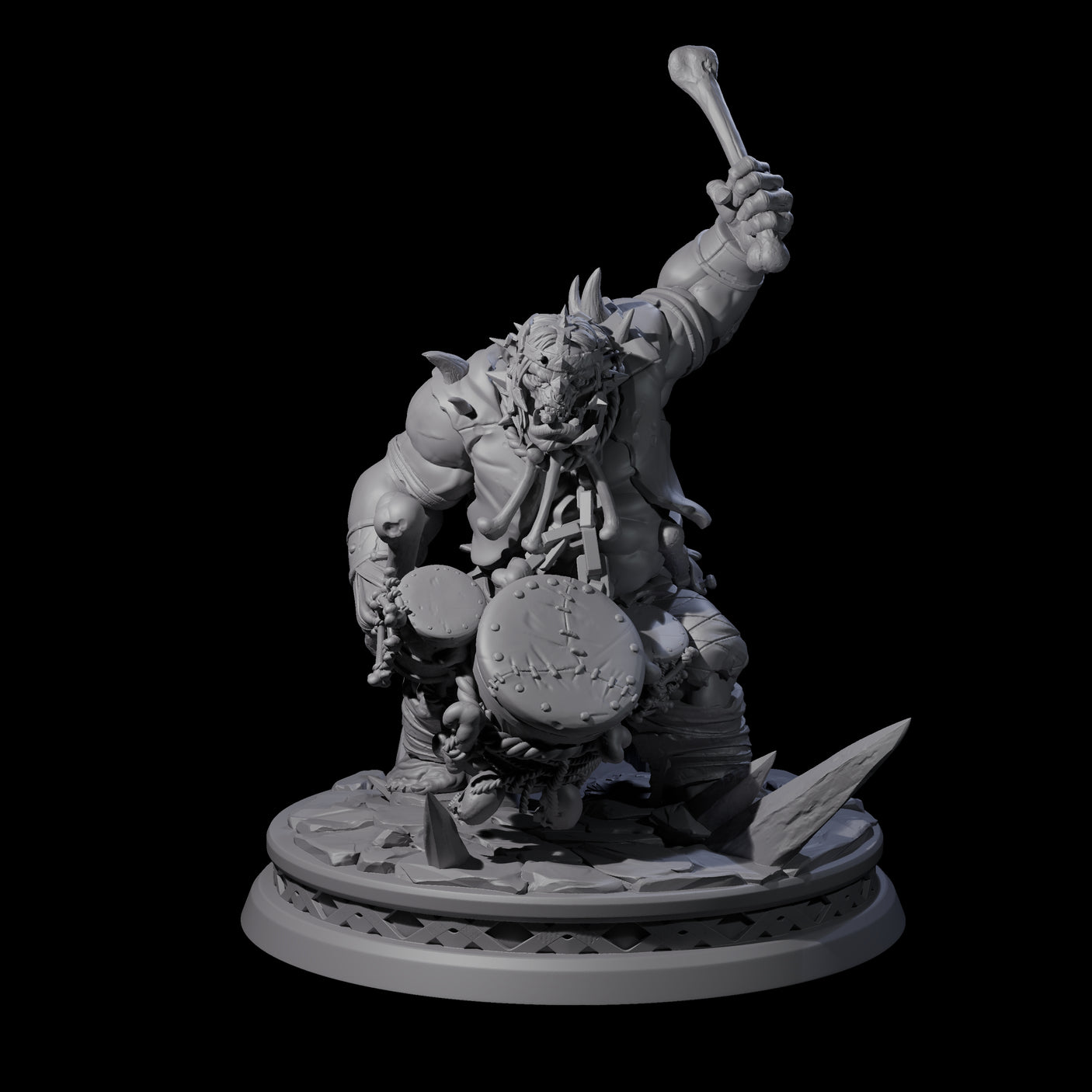 Pounding Ogre Drummer Miniature for Dungeons and Dragons, Pathfinder or other TTRPGs