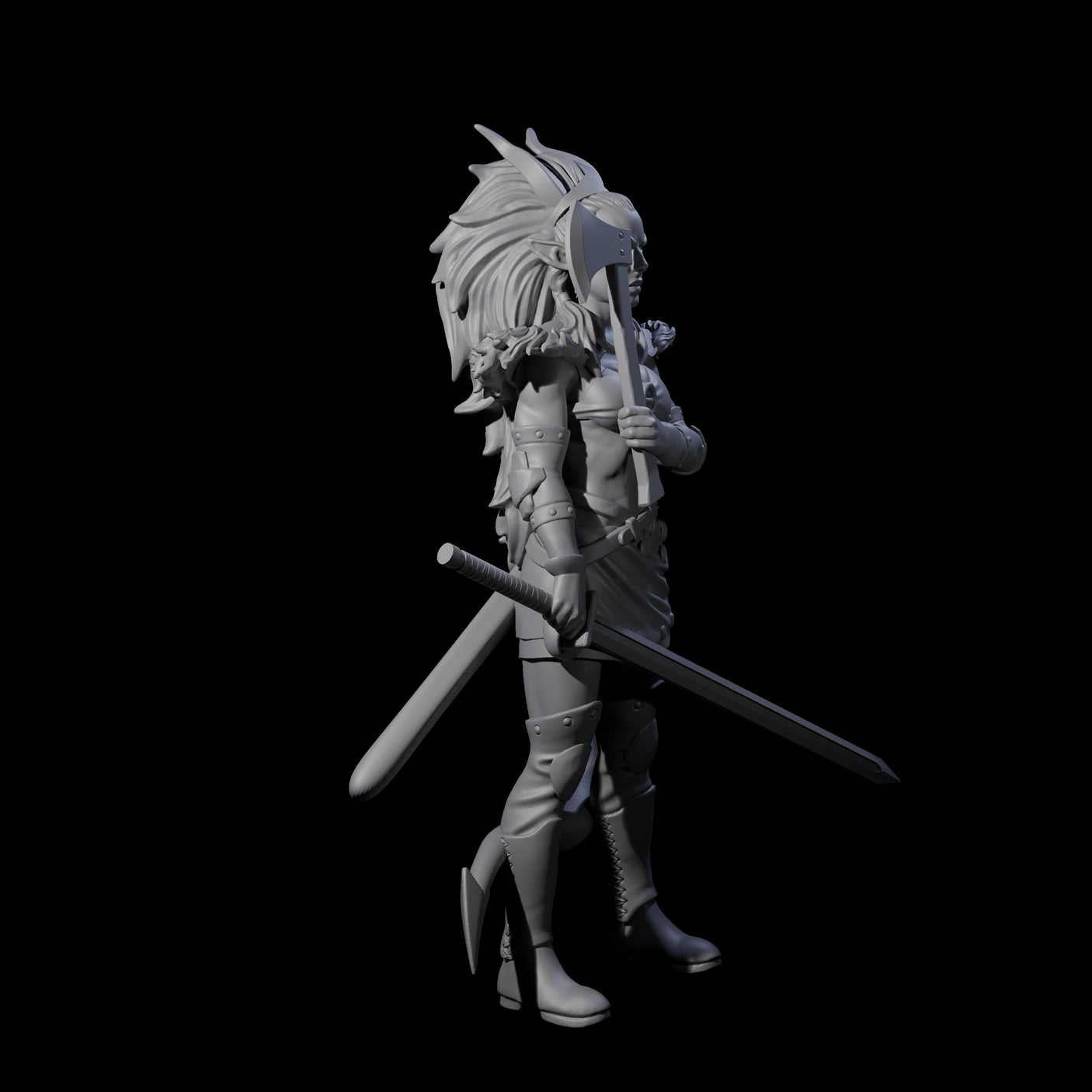 Prepared Female Tiefling Barbarian Miniature for Dungeons and Dragons, Pathfinder or other TTRPGs