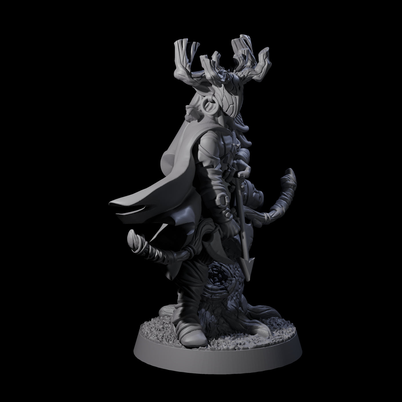 Preparing to Fire Wood Elf with Mask Miniature for Dungeons and Dragons, Pathfinder or other TTRPGs