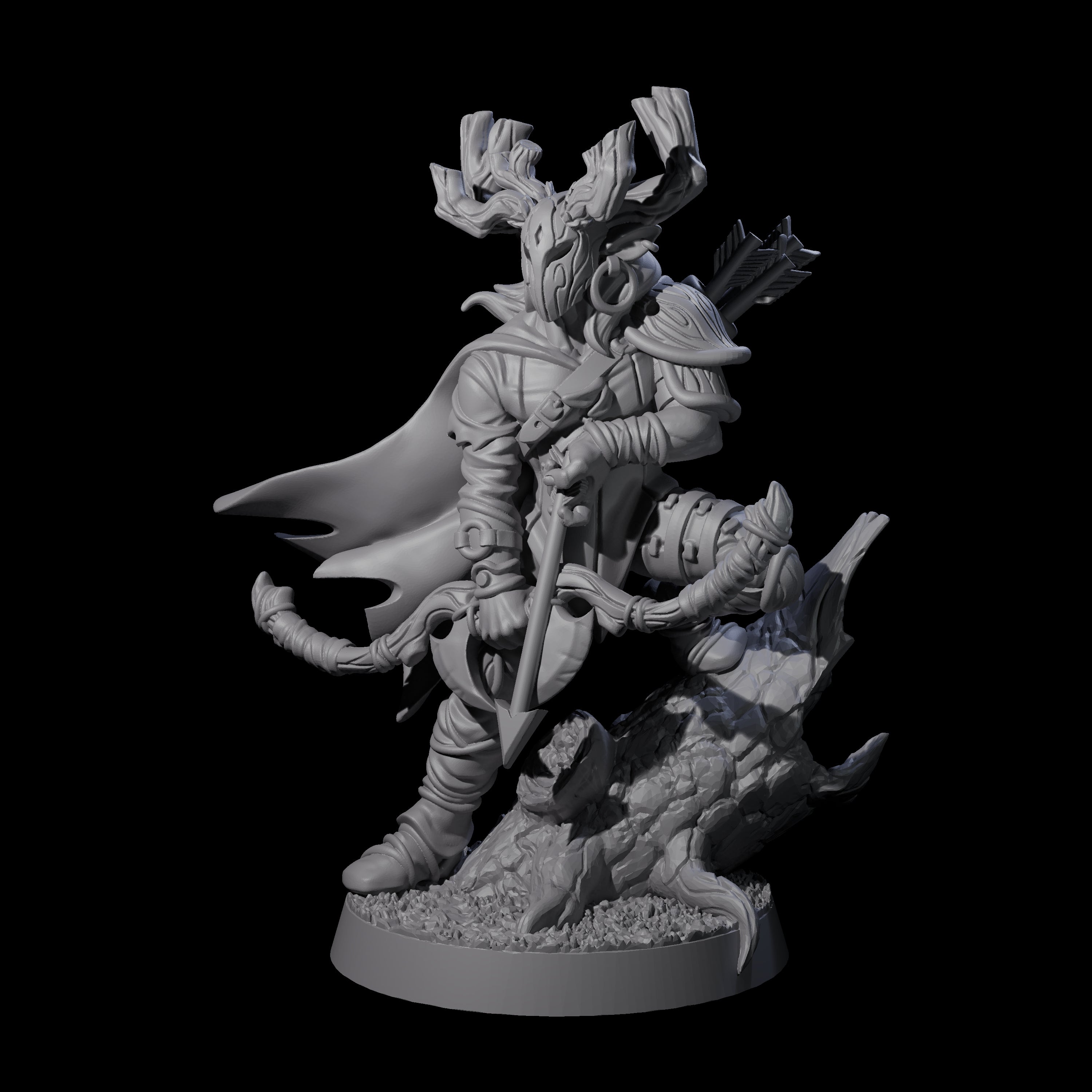 Preparing to Fire Wood Elf with Mask Miniature for Dungeons and Dragons, Pathfinder or other TTRPGs