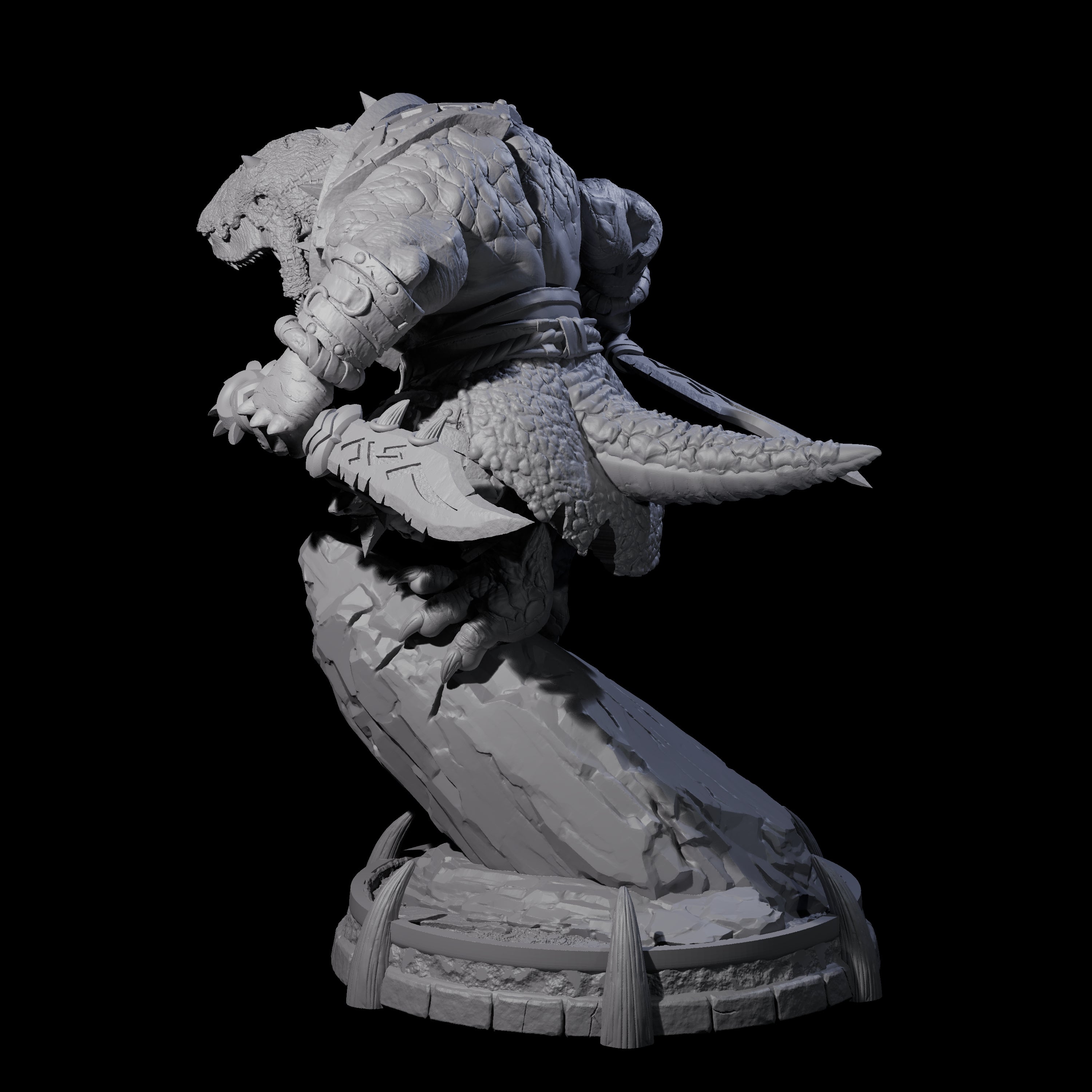 Protective Saurian Warrior A Miniature for Dungeons and Dragons, Pathfinder or other TTRPGs