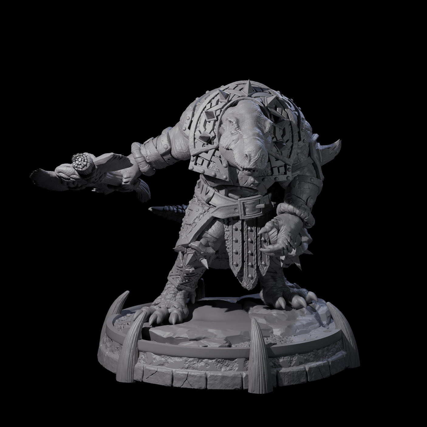 Protective Saurian Warrior B Miniature for Dungeons and Dragons, Pathfinder or other TTRPGs