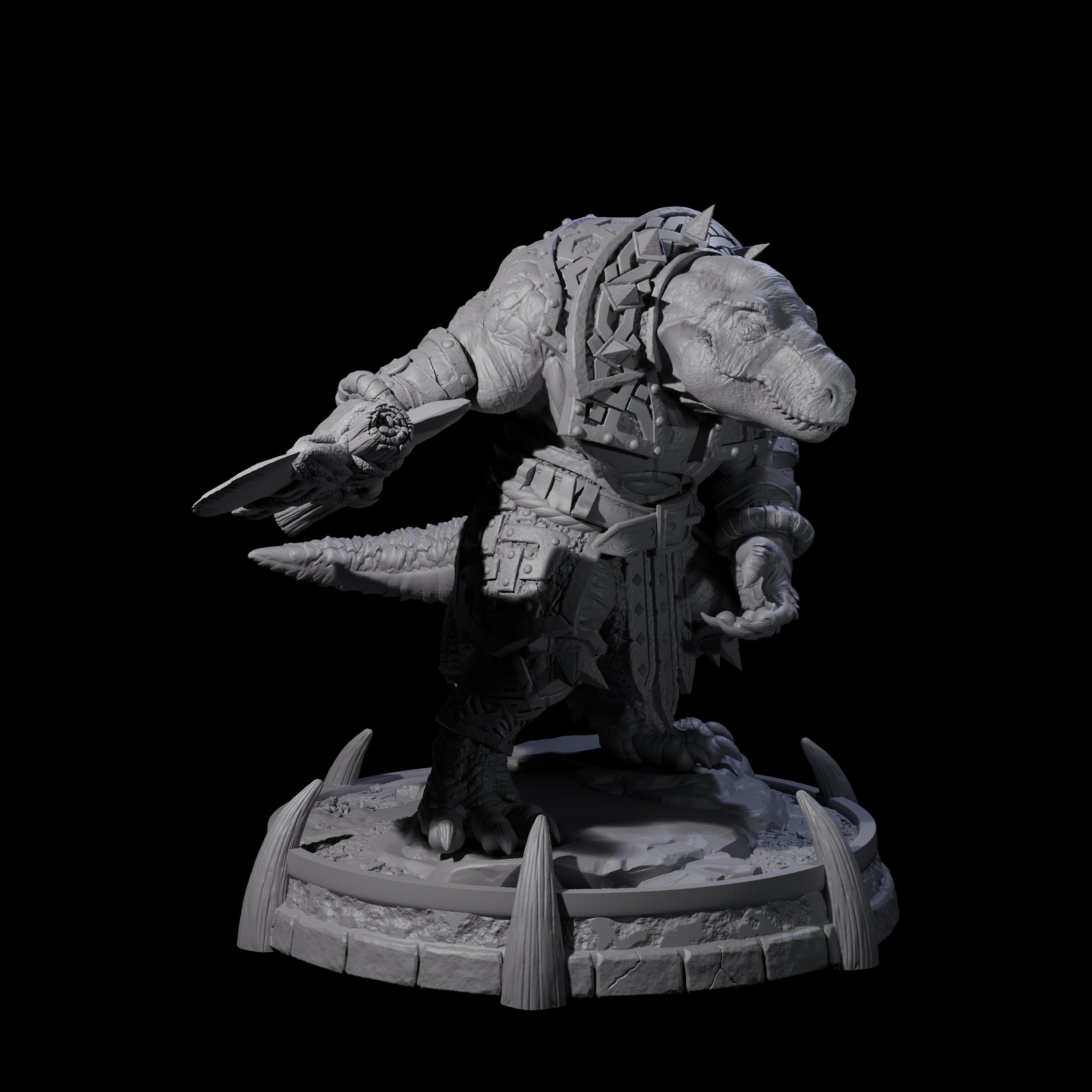Protective Saurian Warrior B Miniature for Dungeons and Dragons, Pathfinder or other TTRPGs