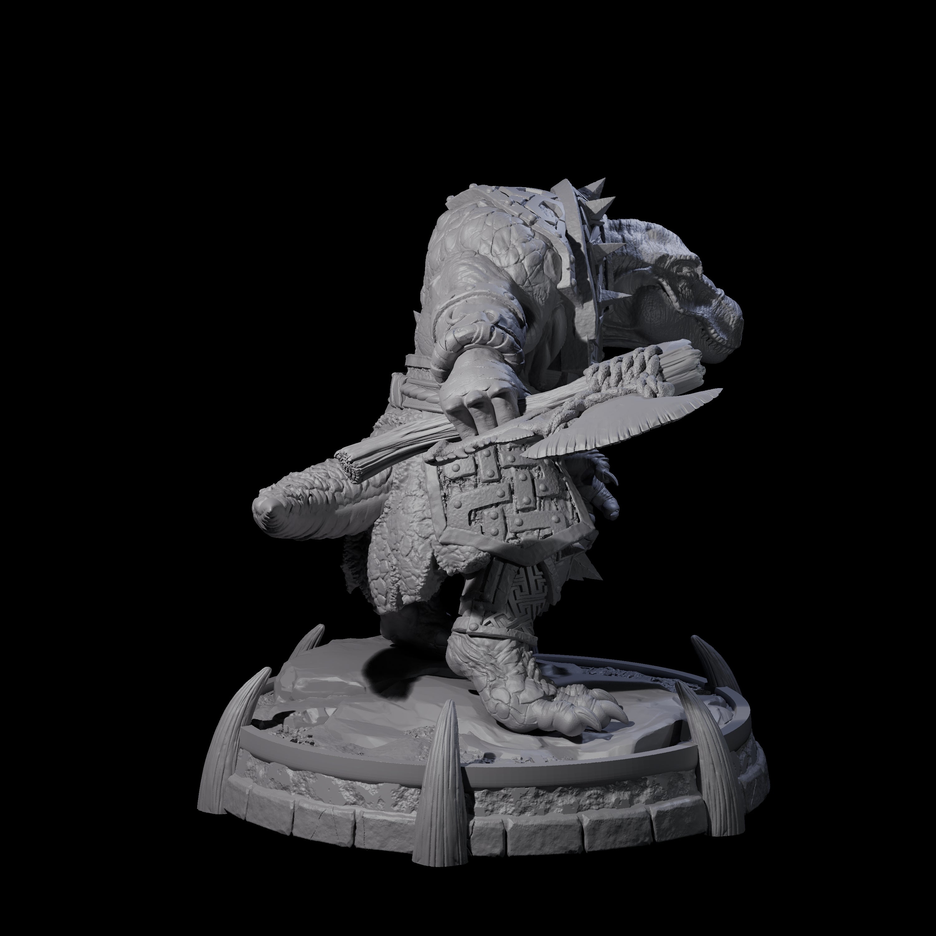 Protective Saurian Warrior B Miniature for Dungeons and Dragons, Pathfinder or other TTRPGs