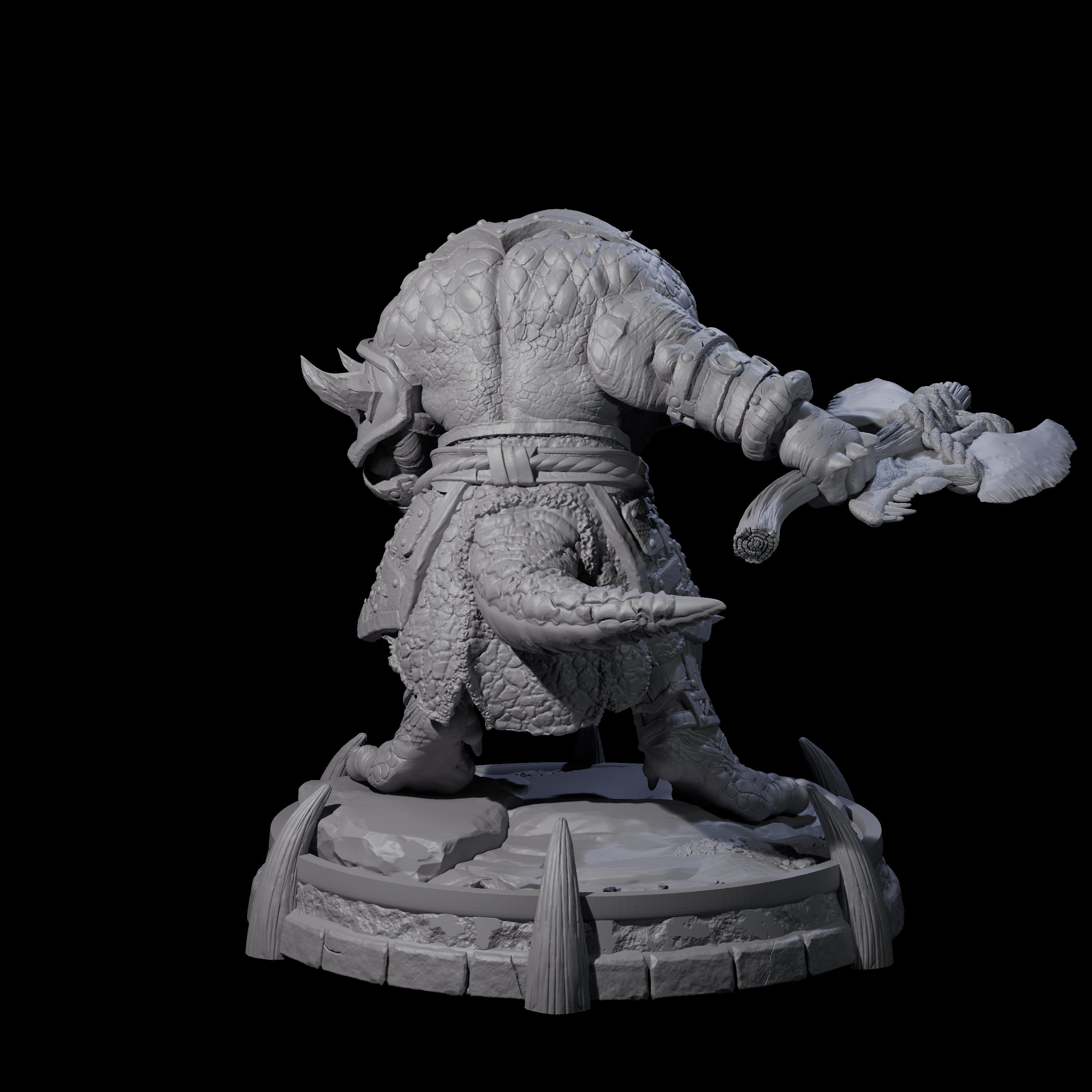 Protective Saurian Warrior B Miniature for Dungeons and Dragons, Pathfinder or other TTRPGs