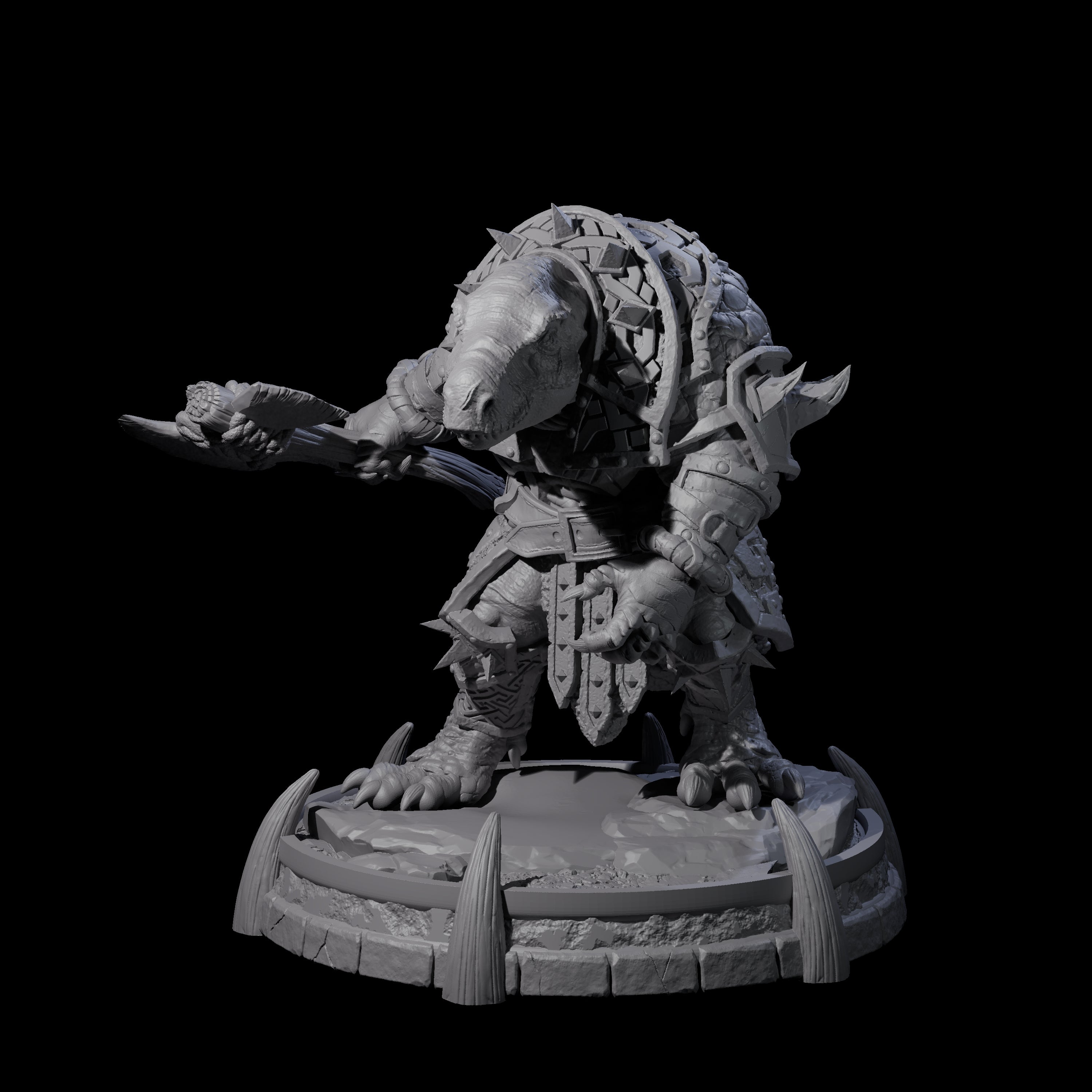 Protective Saurian Warrior B Miniature for Dungeons and Dragons, Pathfinder or other TTRPGs