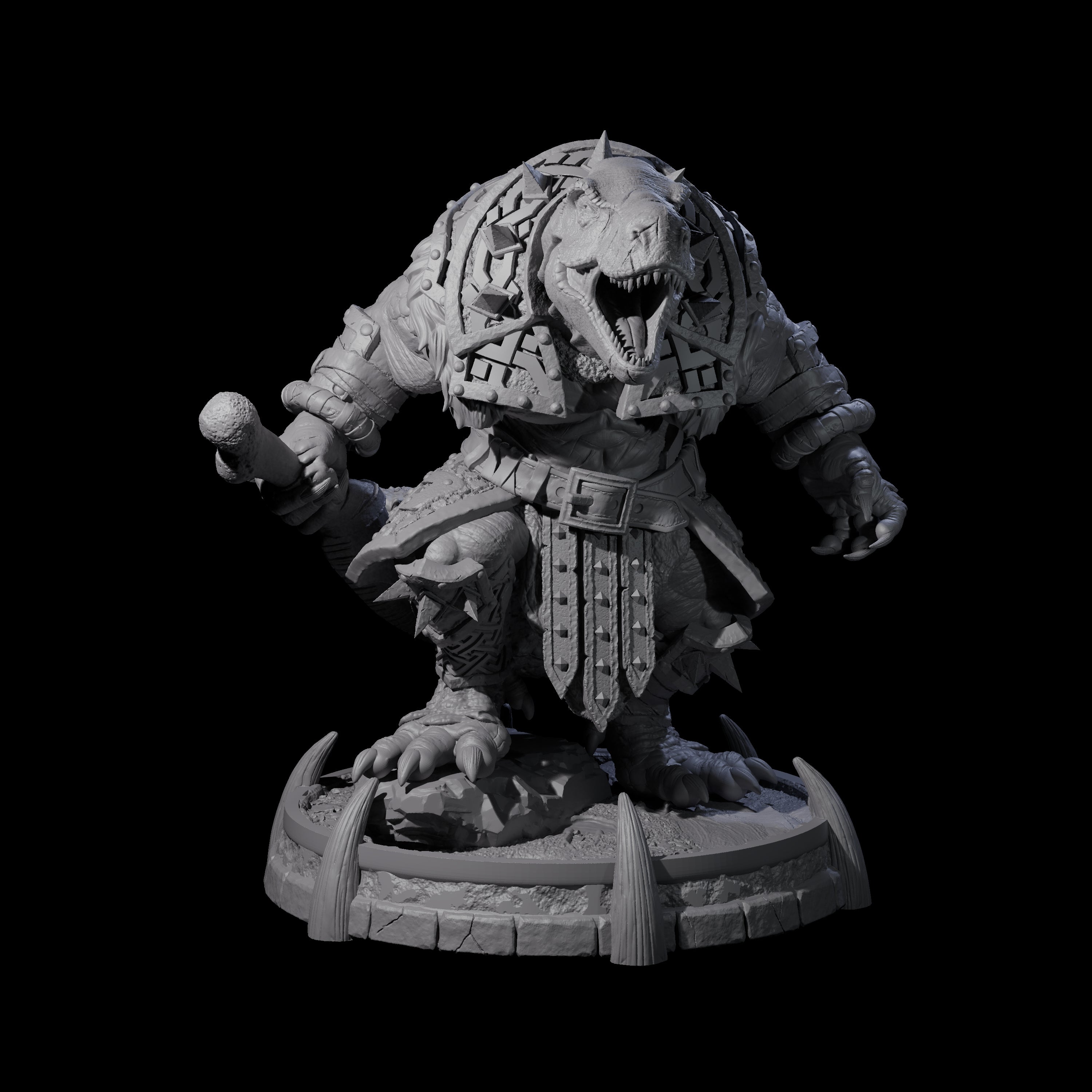 Protective Saurian Warrior F Miniature for Dungeons and Dragons, Pathfinder or other TTRPGs