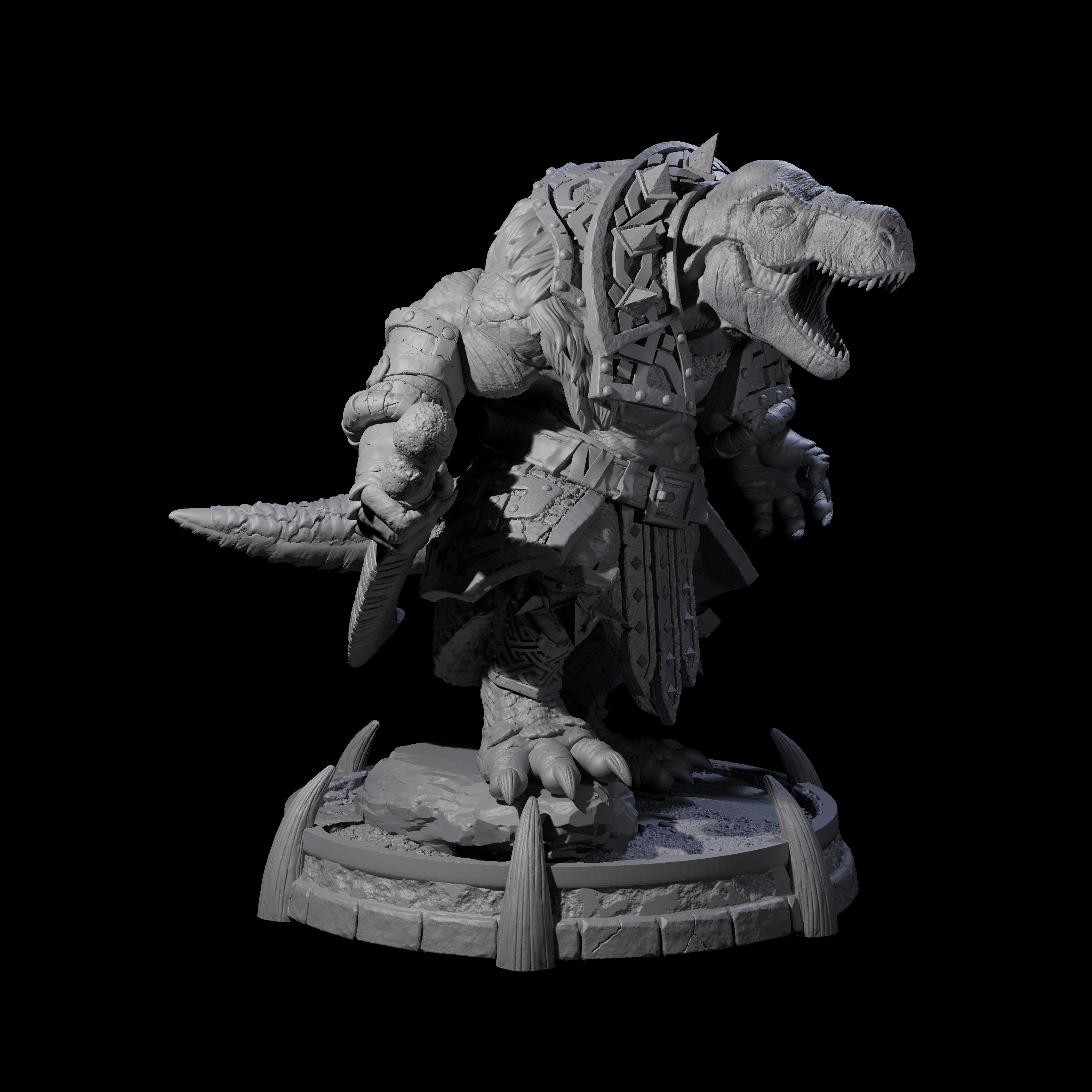 Protective Saurian Warrior F Miniature for Dungeons and Dragons, Pathfinder or other TTRPGs