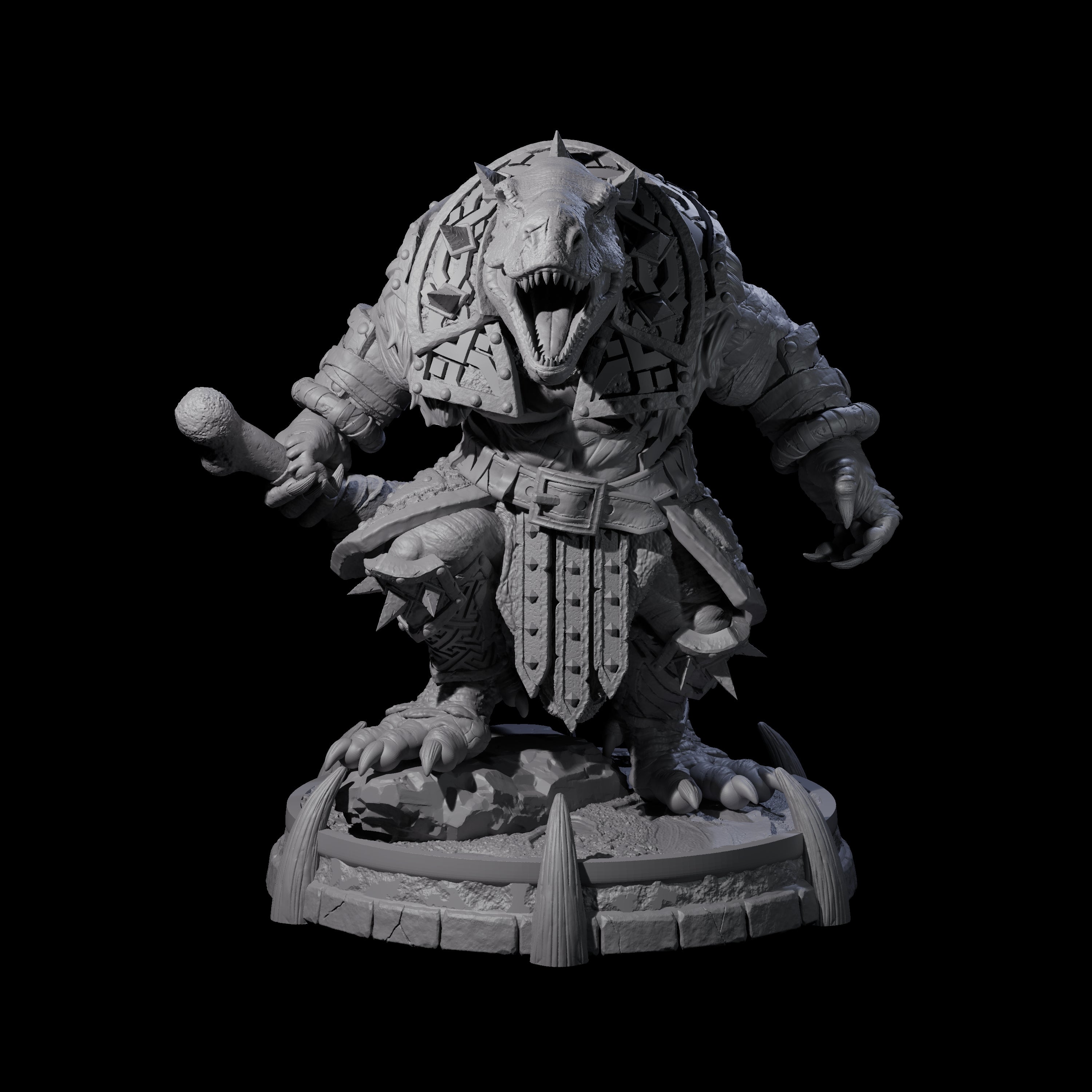 Protective Saurian Warrior F Miniature for Dungeons and Dragons, Pathfinder or other TTRPGs