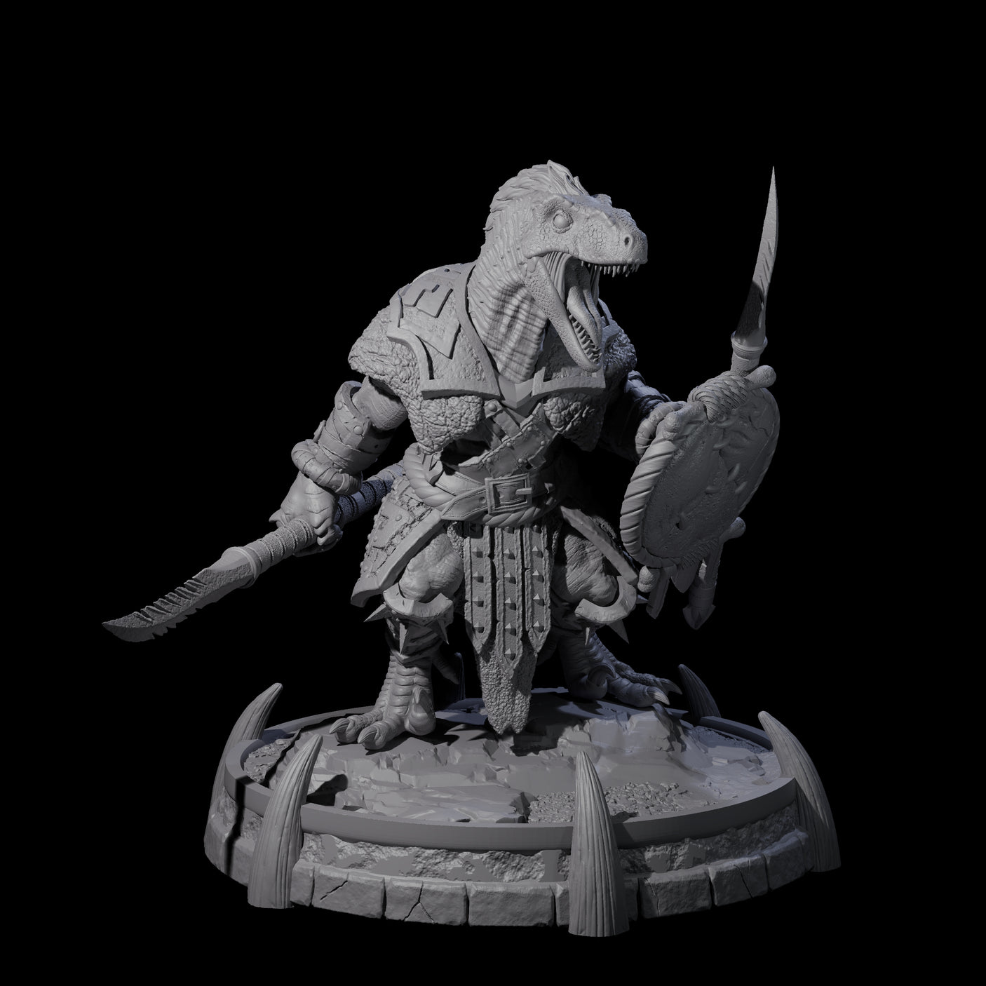 Protective Saurian Warrior G Miniature for Dungeons and Dragons, Pathfinder or other TTRPGs