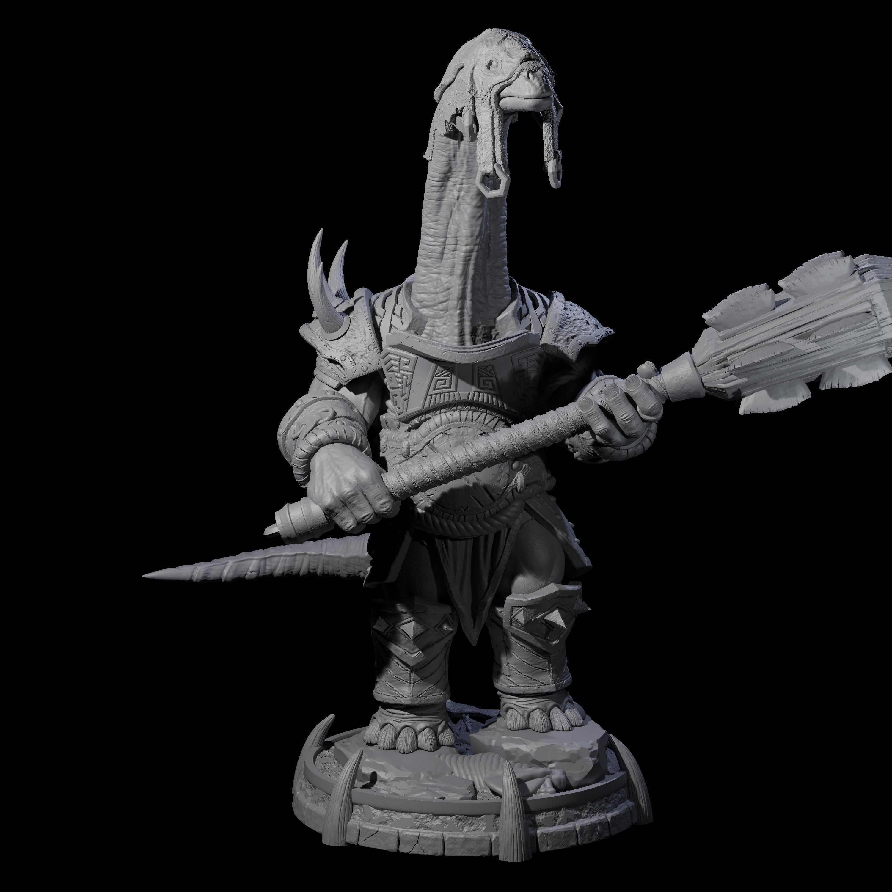 Protective Saurian Warrior I Miniature for Dungeons and Dragons, Pathfinder or other TTRPGs