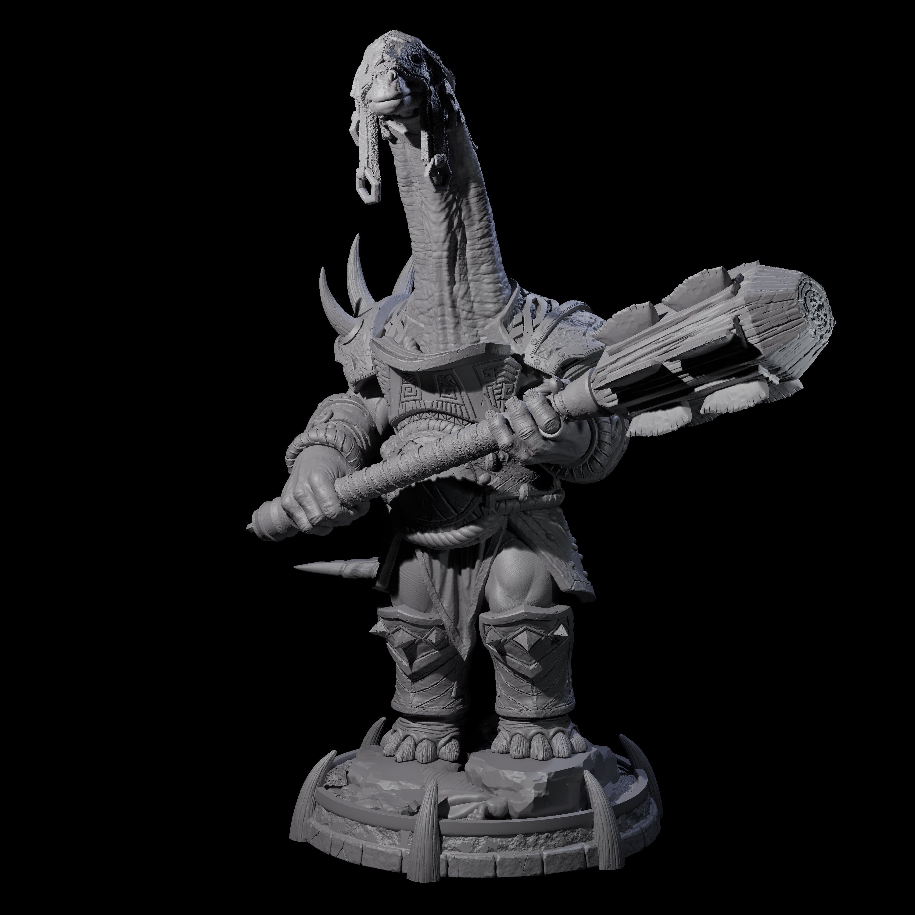 Protective Saurian Warrior I Miniature for Dungeons and Dragons, Pathfinder or other TTRPGs