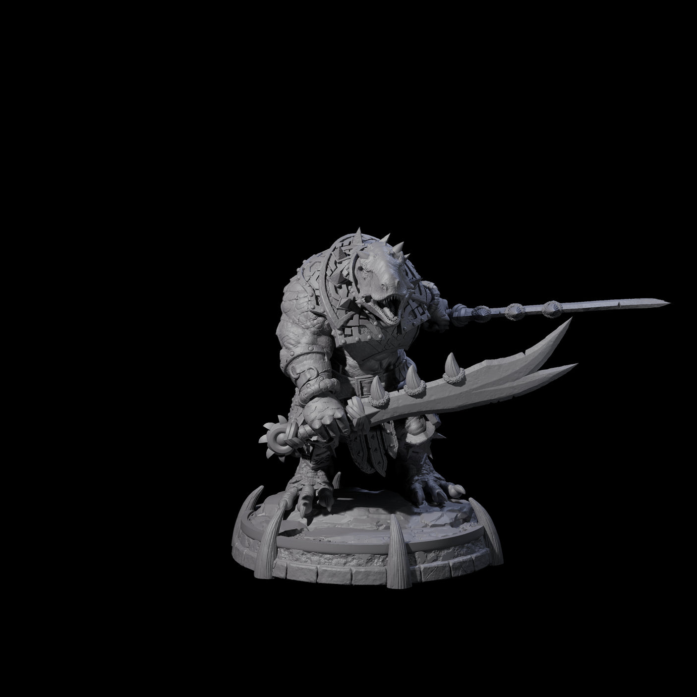 Protective Saurian Warrior J Miniature for Dungeons and Dragons, Pathfinder or other TTRPGs