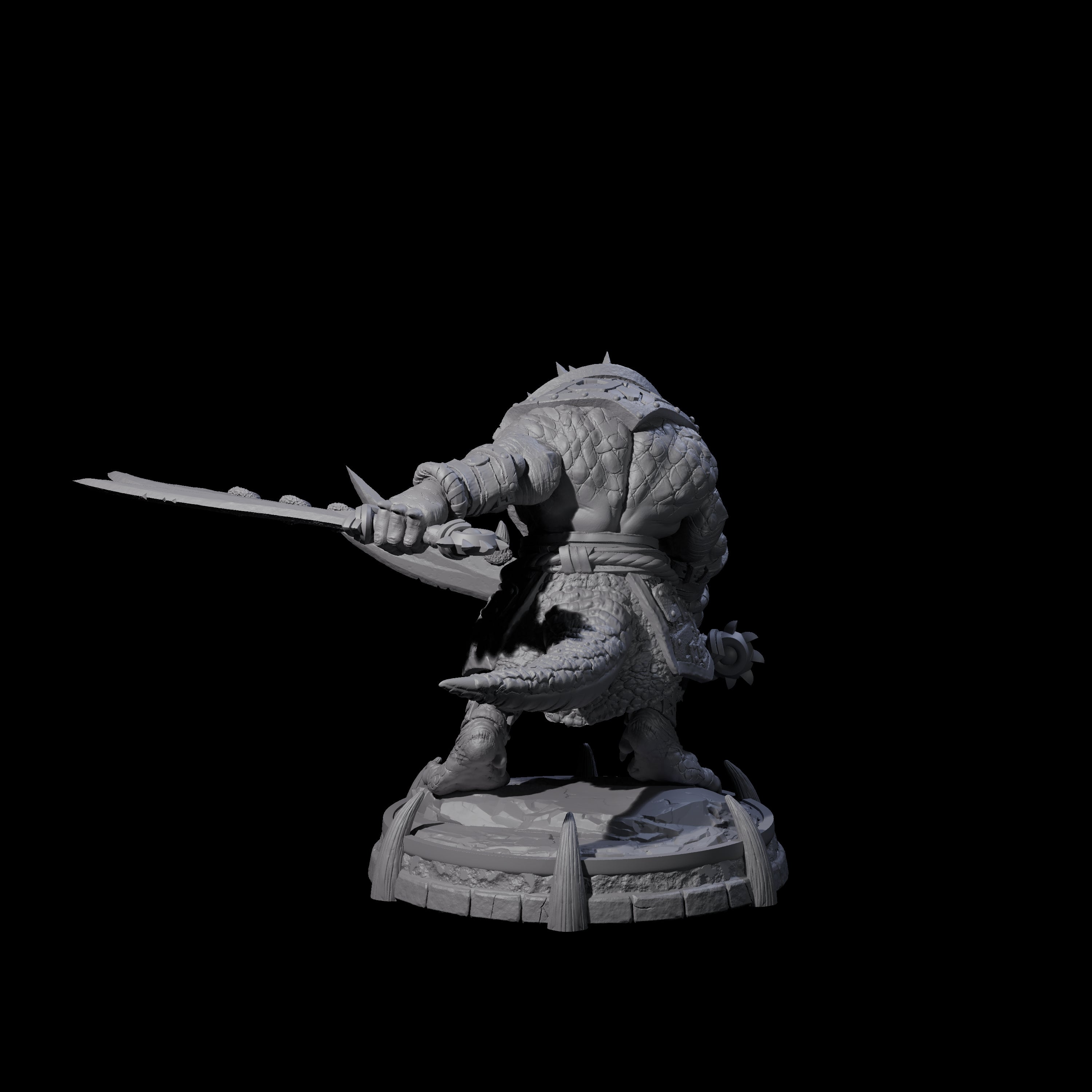 Protective Saurian Warrior J Miniature for Dungeons and Dragons, Pathfinder or other TTRPGs