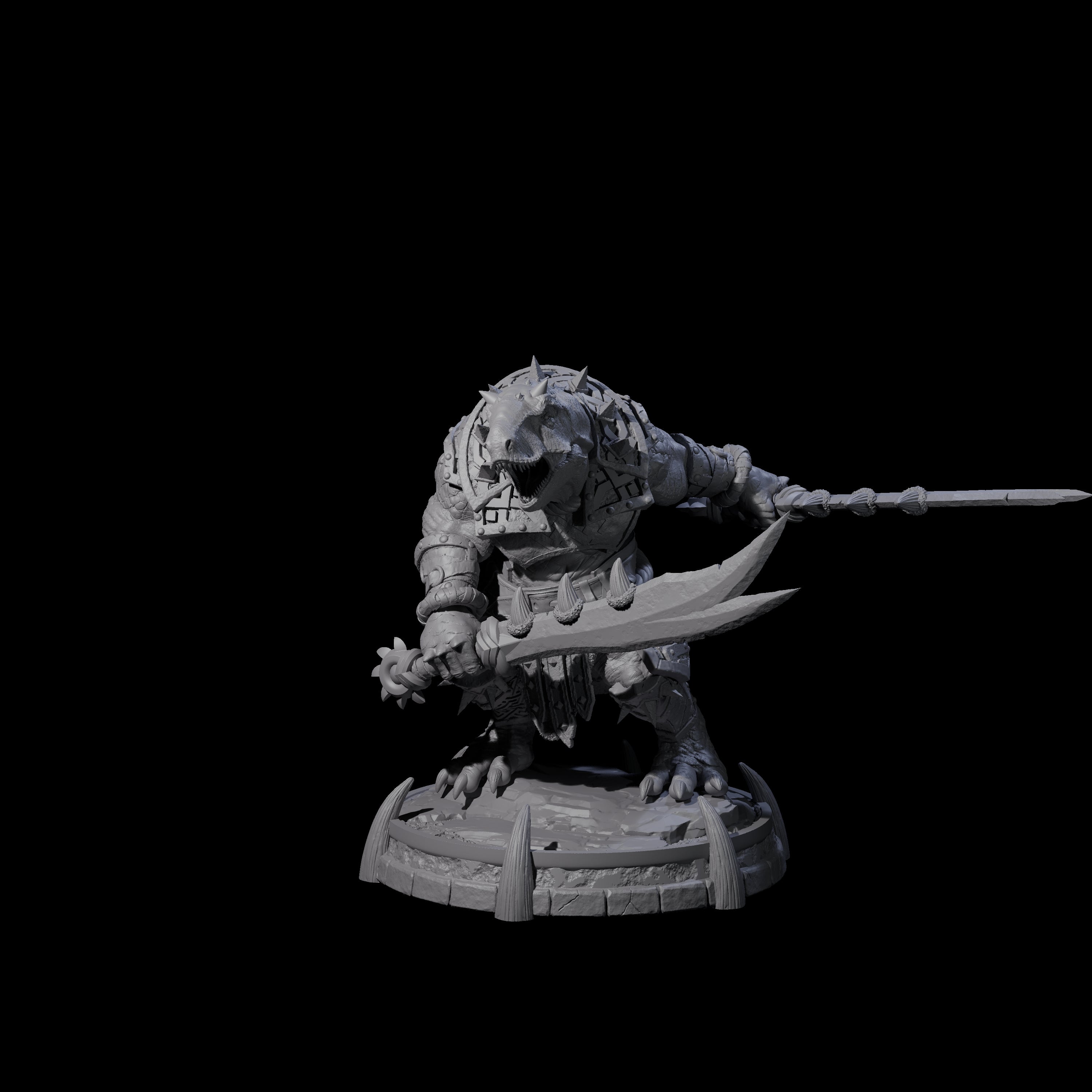 Protective Saurian Warrior J Miniature for Dungeons and Dragons, Pathfinder or other TTRPGs