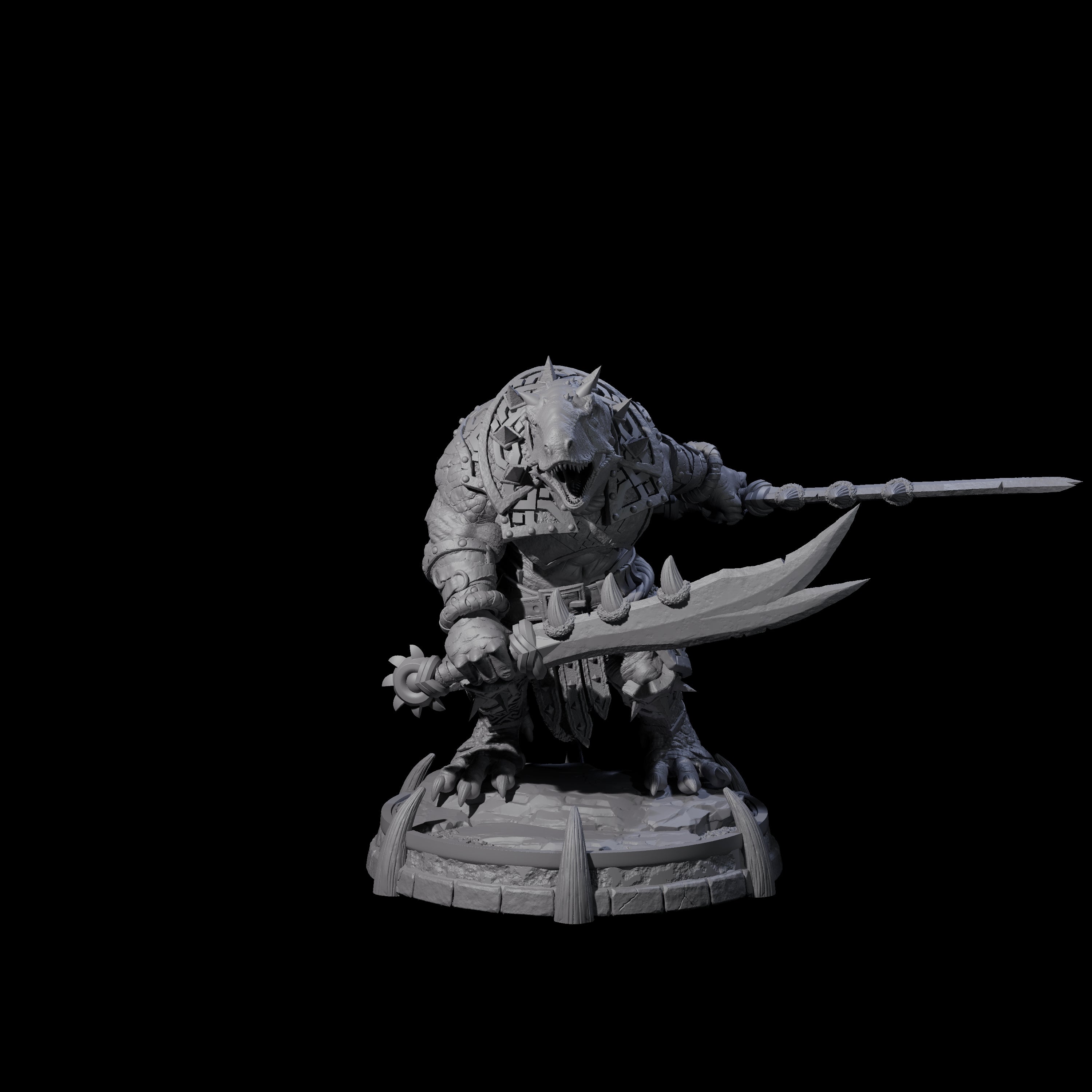 Protective Saurian Warrior J Miniature for Dungeons and Dragons, Pathfinder or other TTRPGs