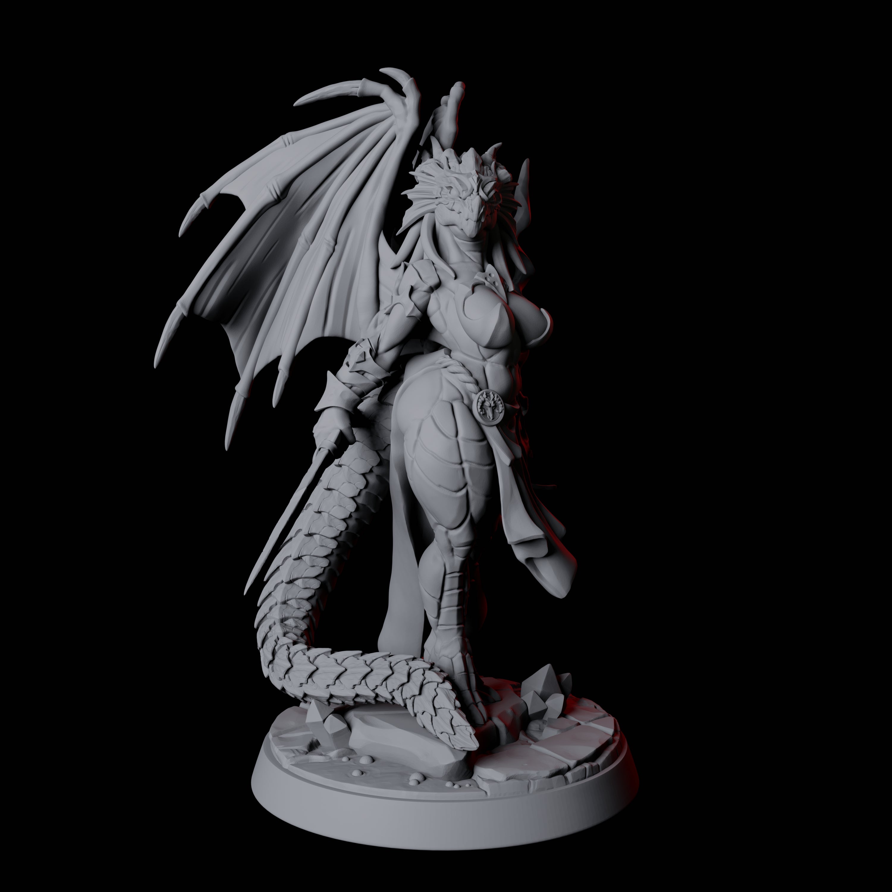 Proud Dragonborn Pin-up Miniature for Dungeons and Dragons, Pathfinder or other TTRPGs