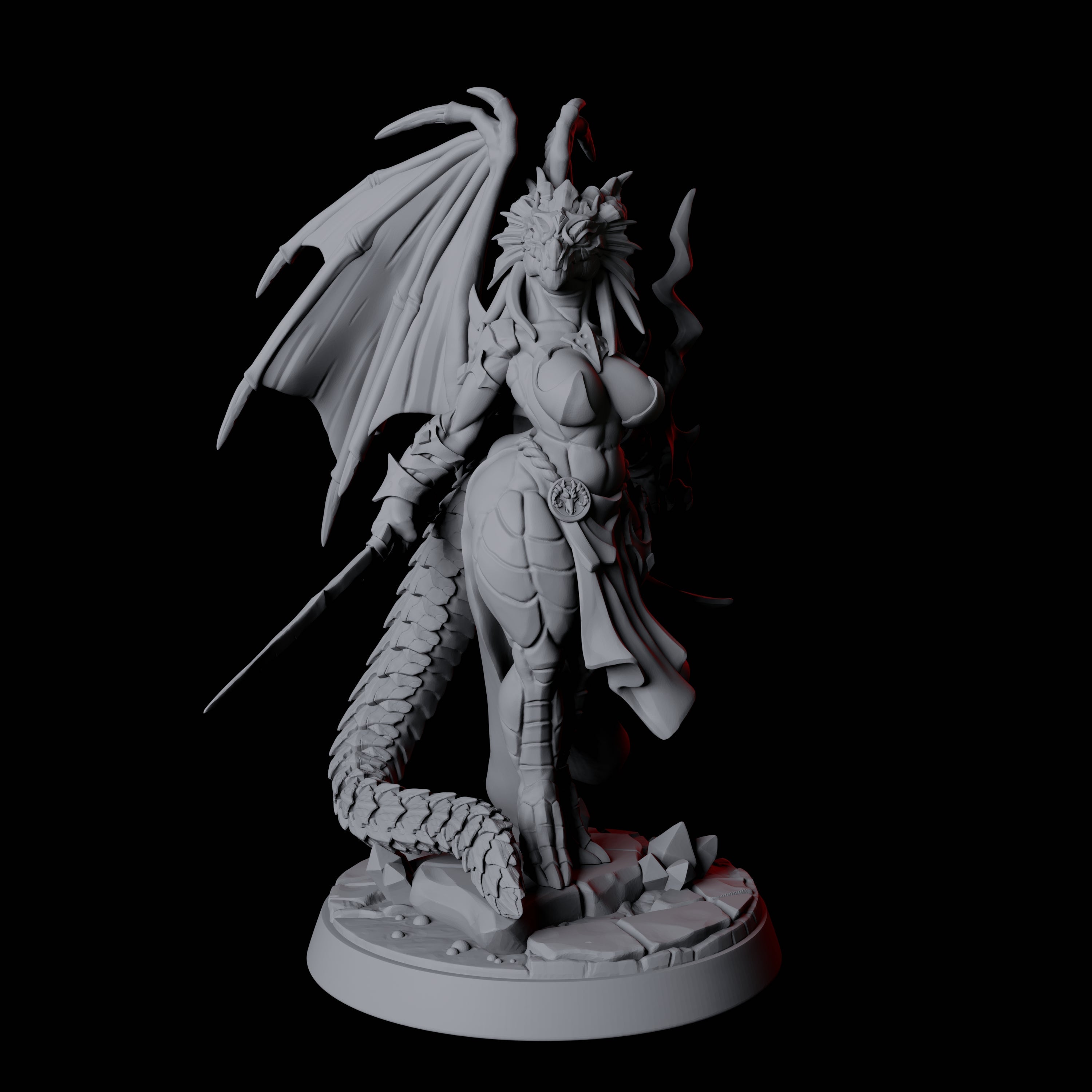 Proud Dragonborn Pin-up Miniature for Dungeons and Dragons, Pathfinder or other TTRPGs