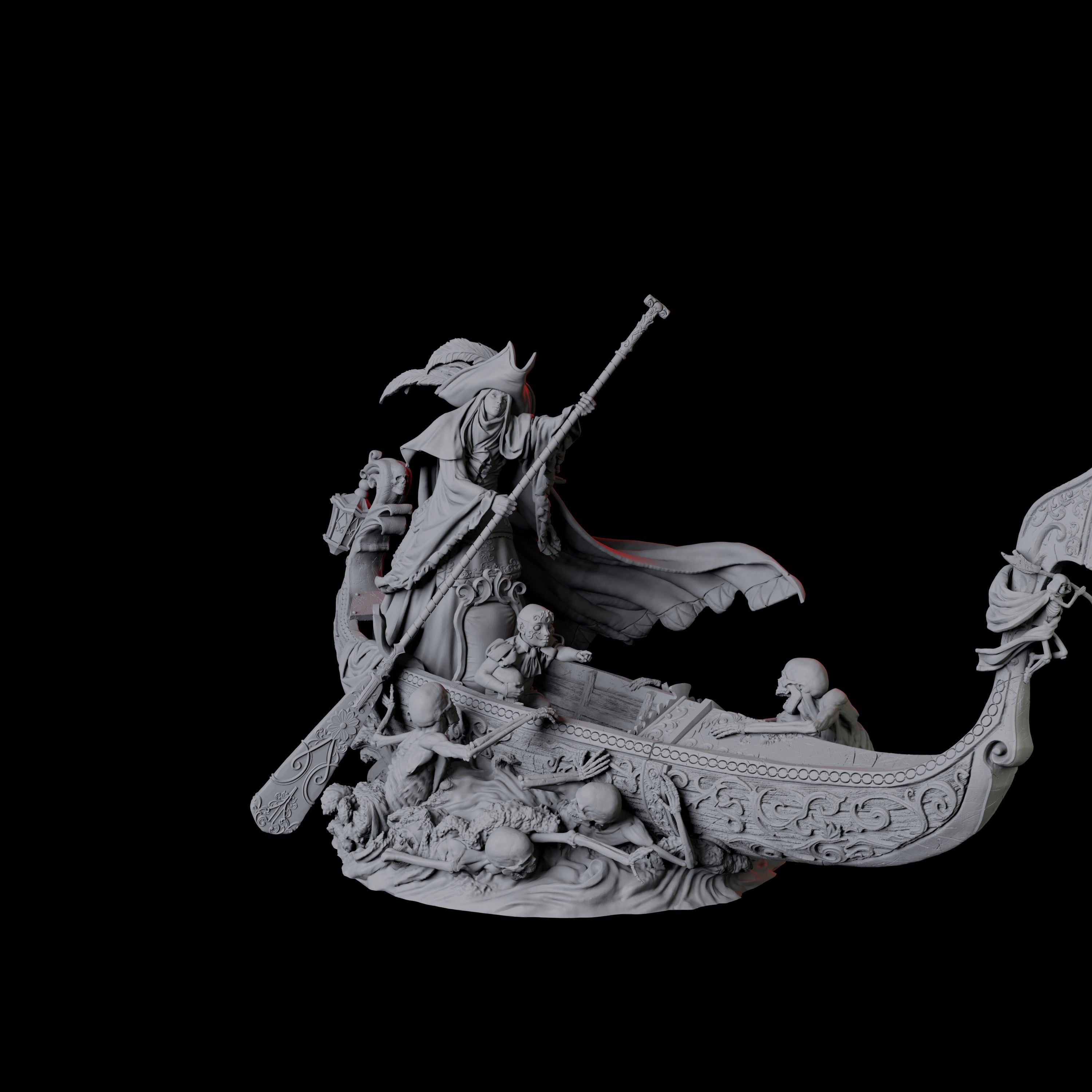 Punting Gondolier of the River Styx C Miniature for Dungeons and Dragons, Pathfinder or other TTRPGs