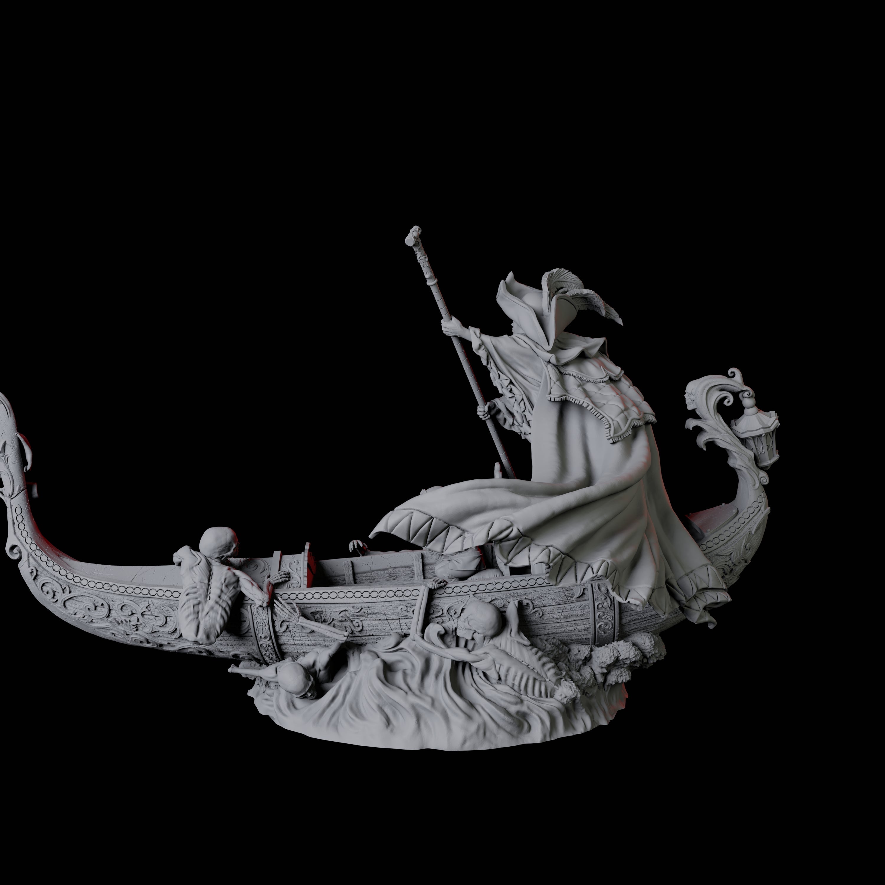 Punting Gondolier of the River Styx C Miniature for Dungeons and Dragons, Pathfinder or other TTRPGs