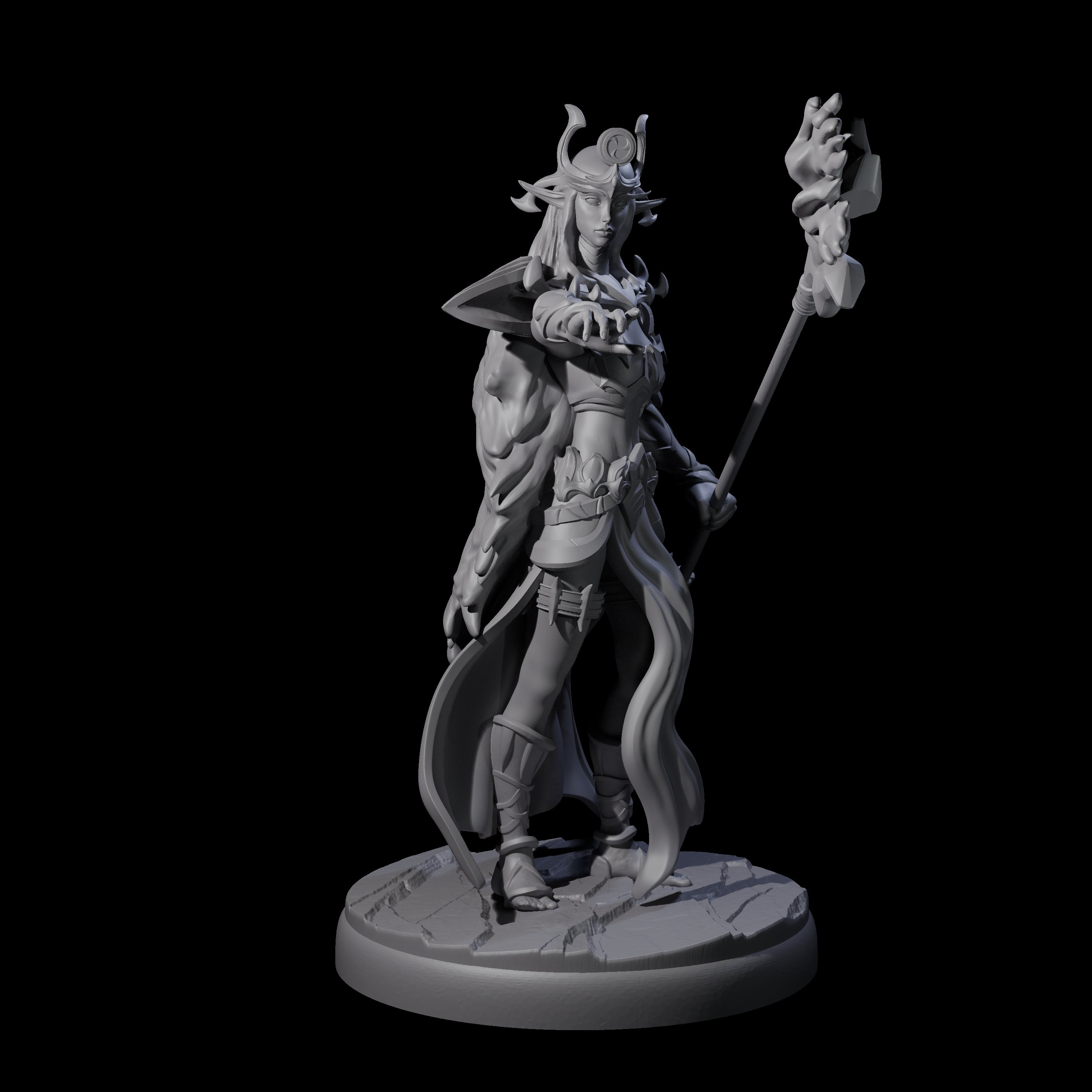 Pure Dark Elf Sorceress A Miniature for Dungeons and Dragons, Pathfinder or other TTRPGs