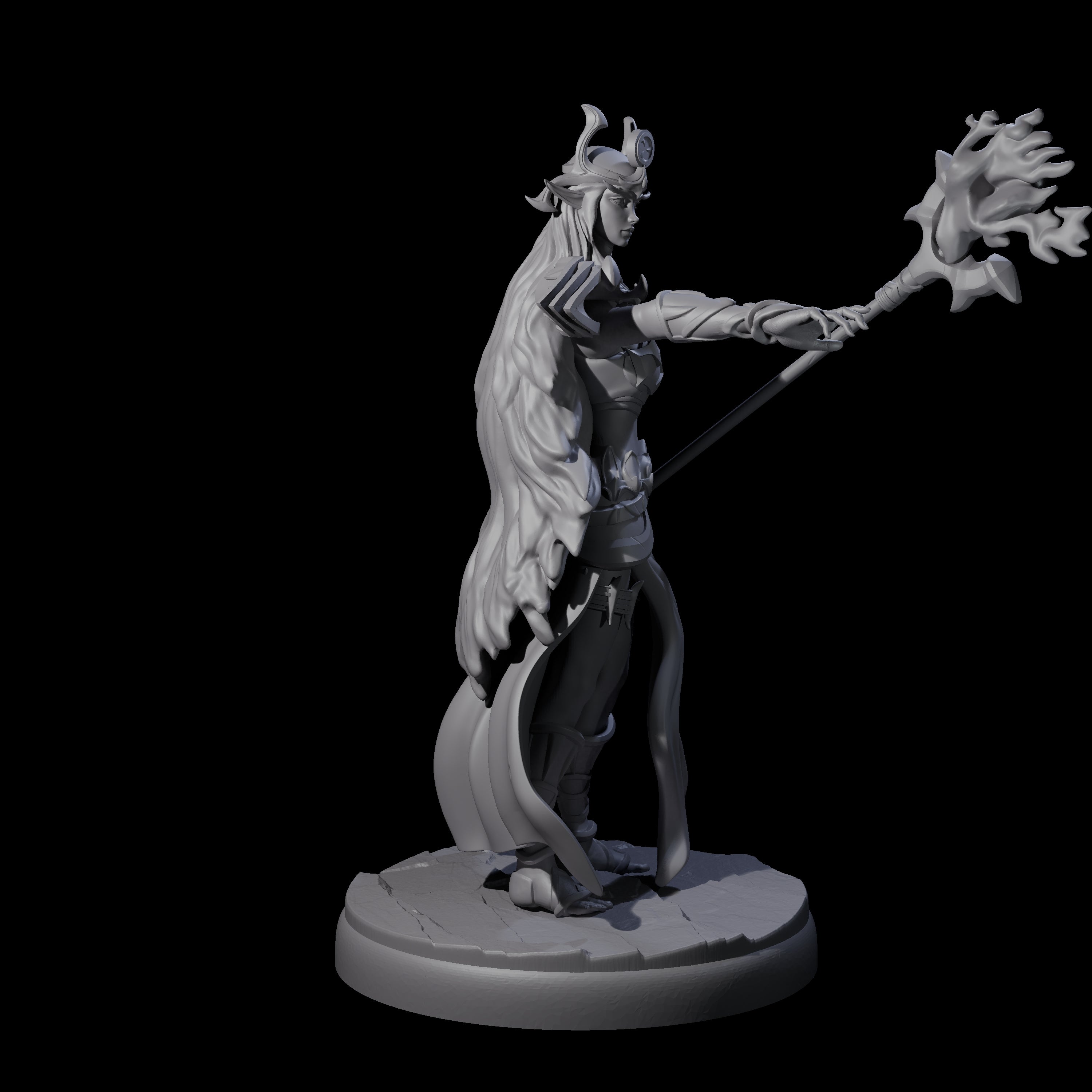 Pure Dark Elf Sorceress A Miniature for Dungeons and Dragons, Pathfinder or other TTRPGs