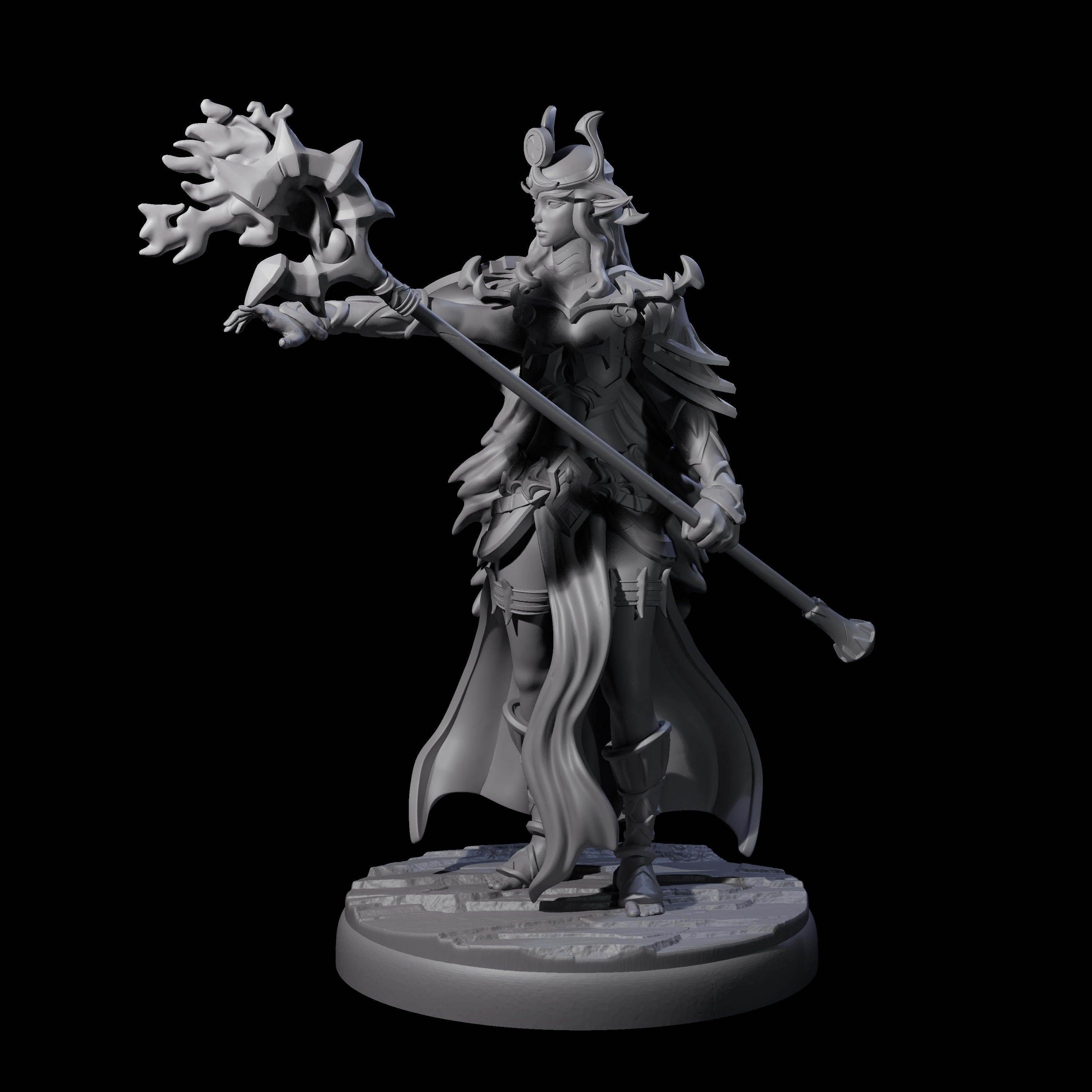 Pure Dark Elf Sorceress A Miniature for Dungeons and Dragons, Pathfinder or other TTRPGs