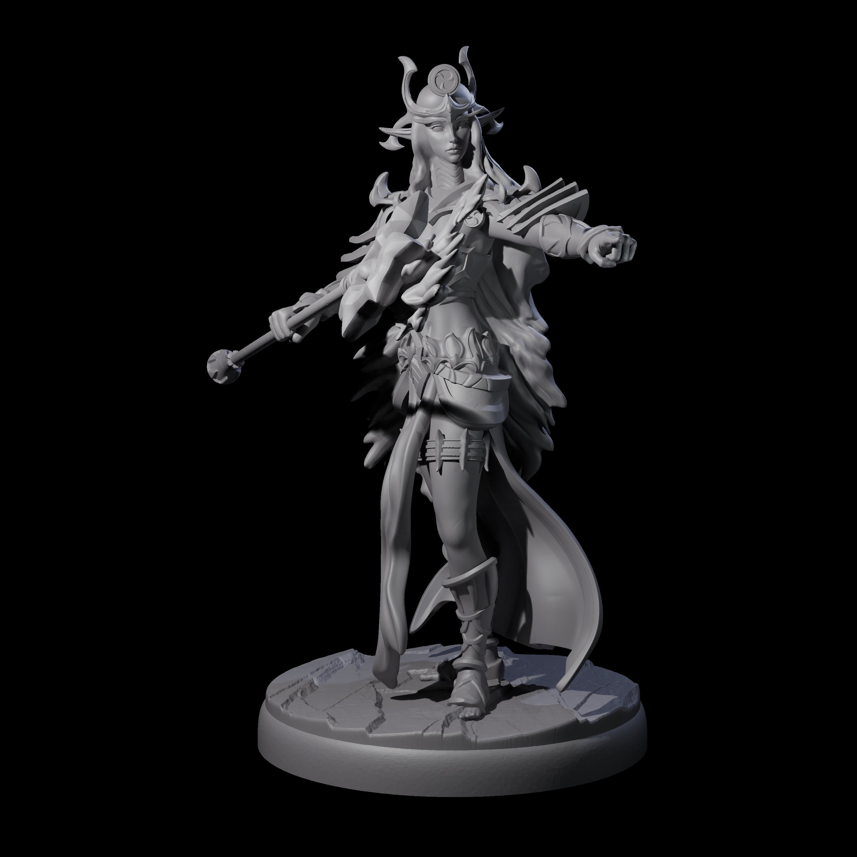 Pure Dark Elf Sorceress D Miniature for Dungeons and Dragons, Pathfinder or other TTRPGs