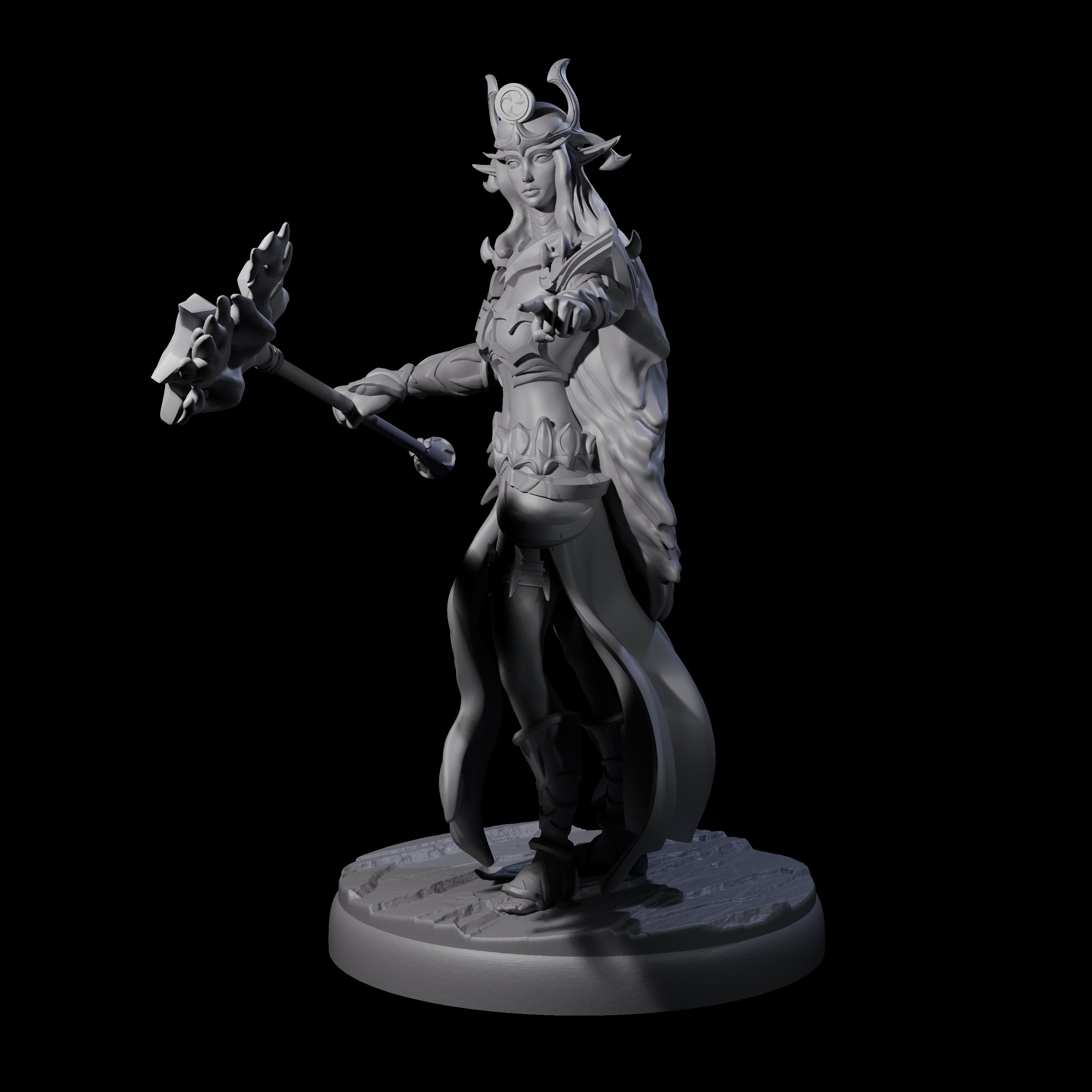 Pure Dark Elf Sorceress D Miniature for Dungeons and Dragons, Pathfinder or other TTRPGs