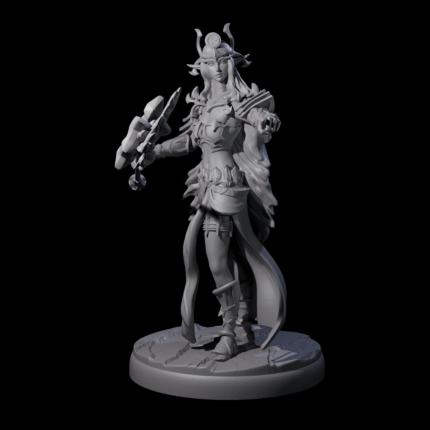 Pure Dark Elf Sorceress D Miniature for Dungeons and Dragons, Pathfinder or other TTRPGs
