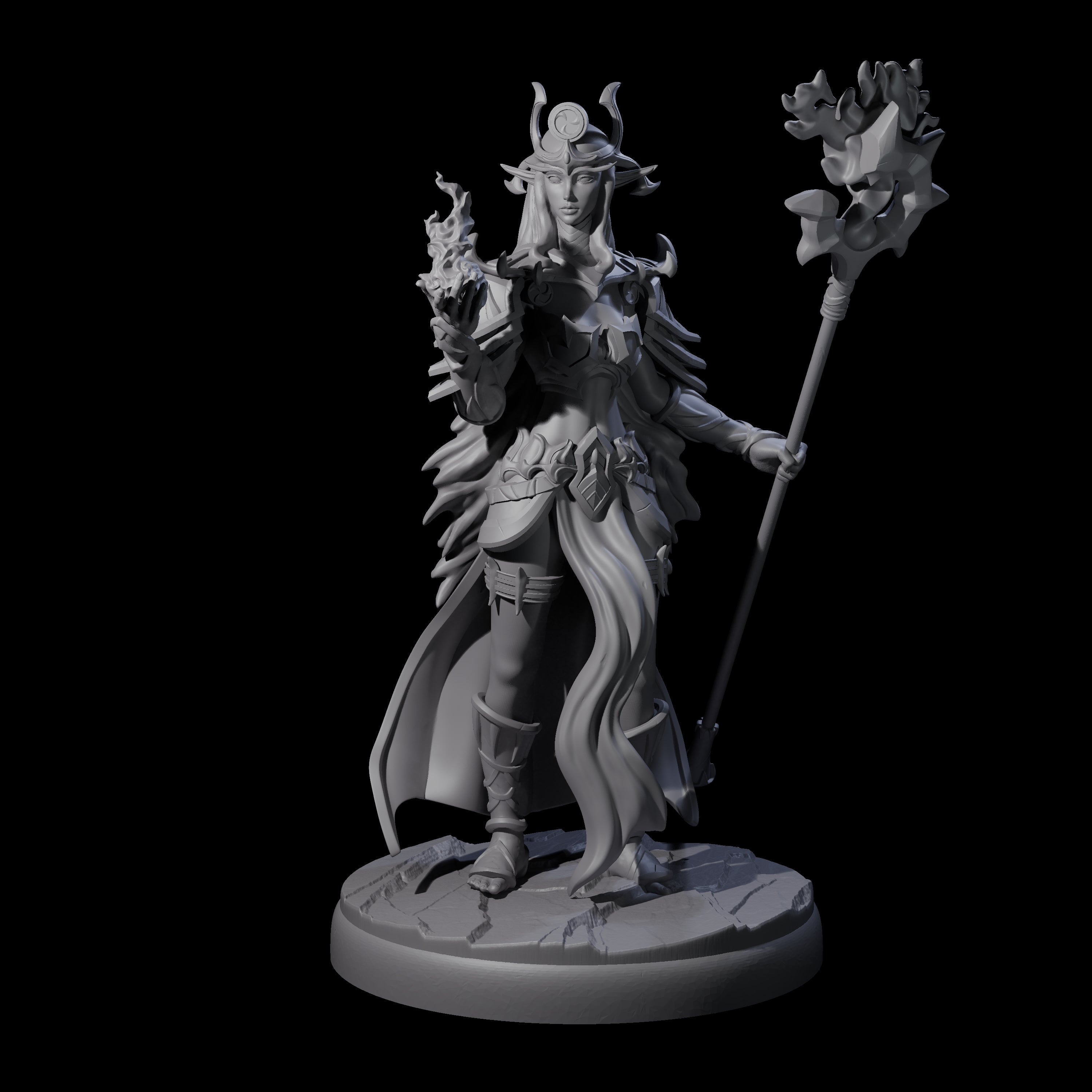 Pure Dark Elf Sorceress I Miniature for Dungeons and Dragons, Pathfinder or other TTRPGs