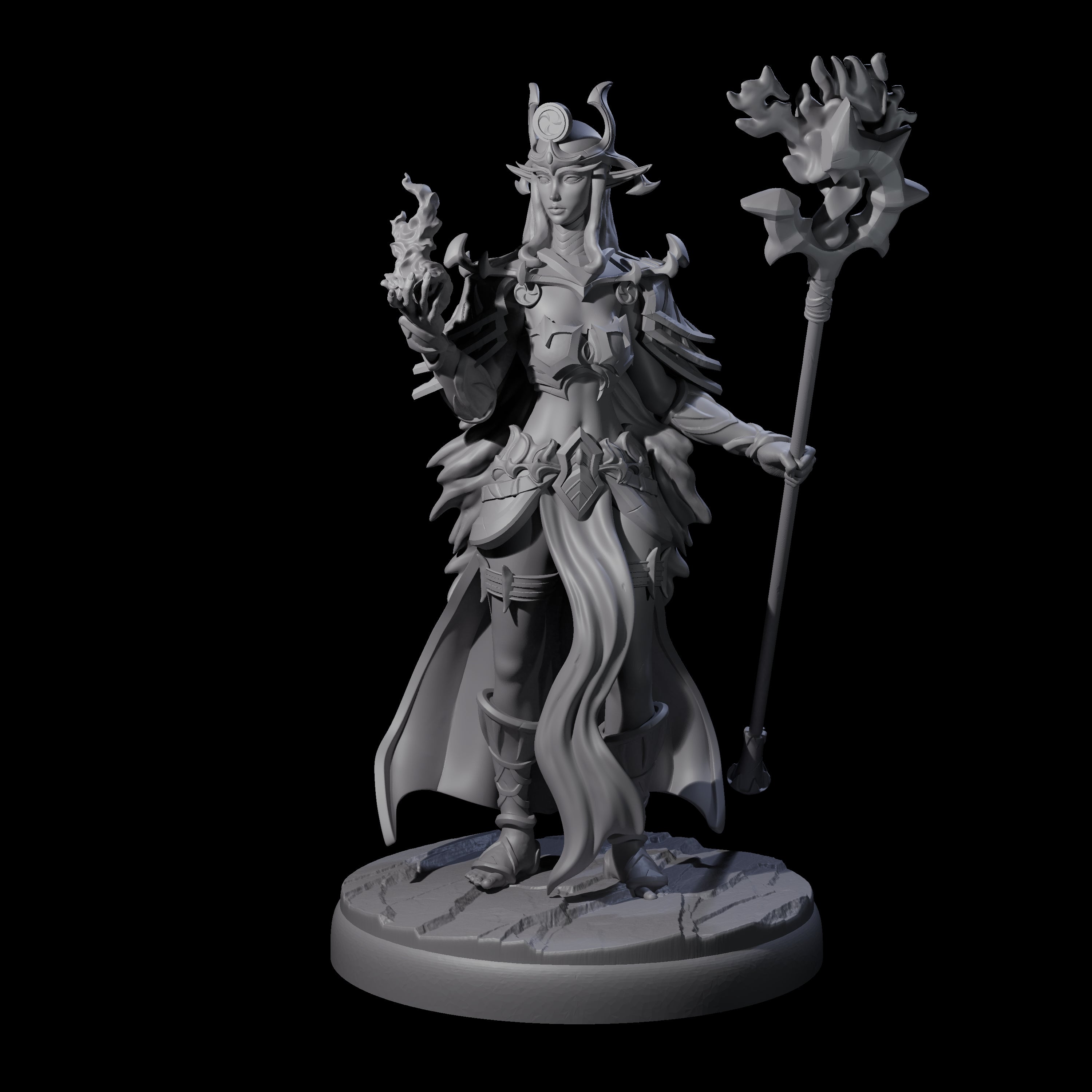 Pure Dark Elf Sorceress I Miniature for Dungeons and Dragons, Pathfinder or other TTRPGs