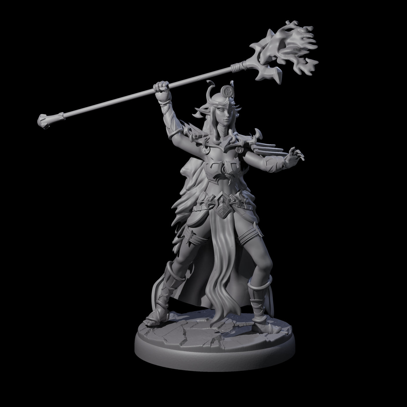 Pure Dark Elf Sorceress J Miniature for Dungeons and Dragons, Pathfinder or other TTRPGs