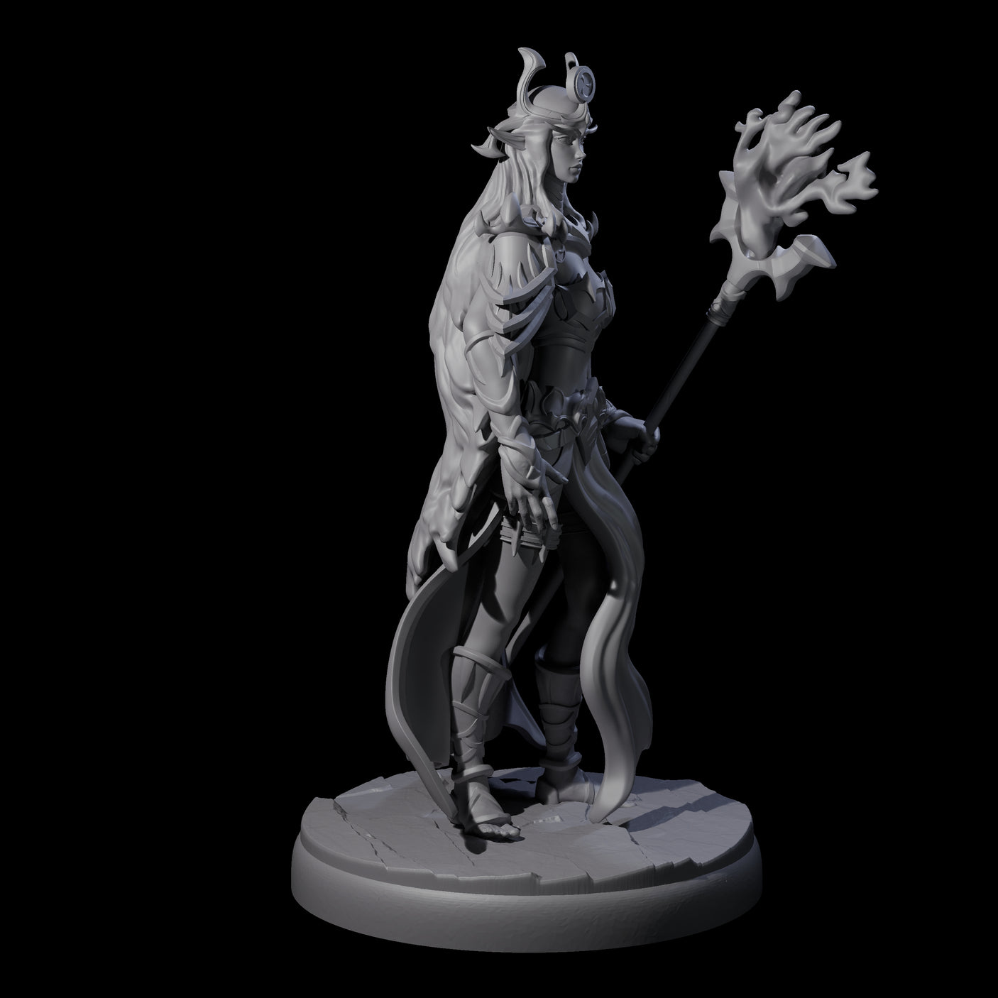 Pure Dark Elf Sorceress L Miniature for Dungeons and Dragons, Pathfinder or other TTRPGs