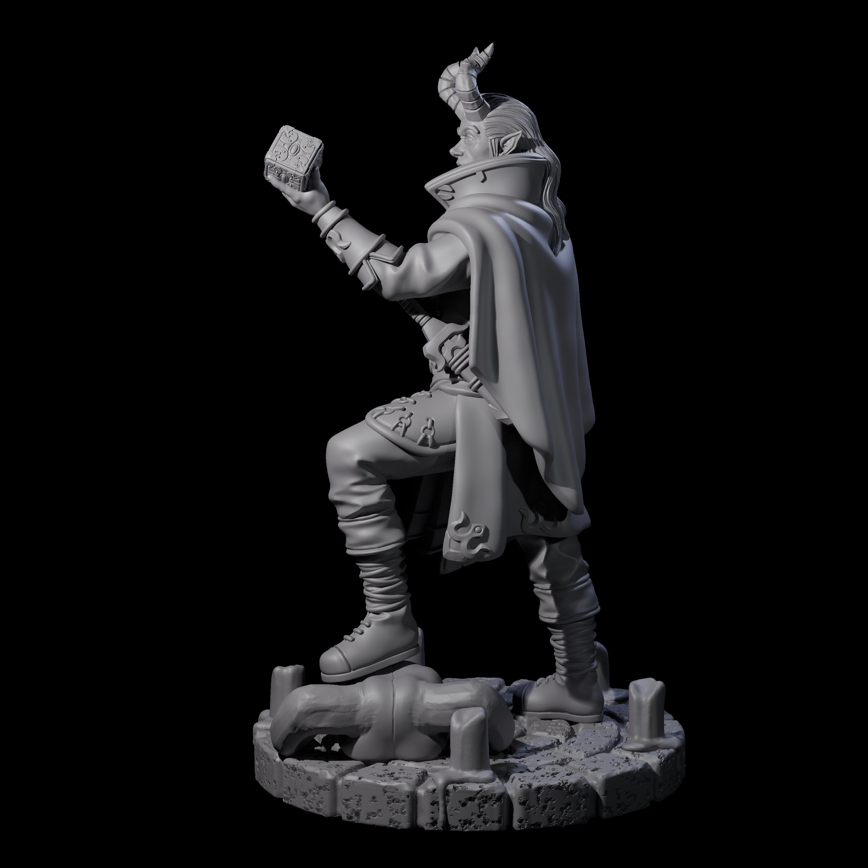 Puzzling Tiefling Miniature for Dungeons and Dragons, Pathfinder or other TTRPGs