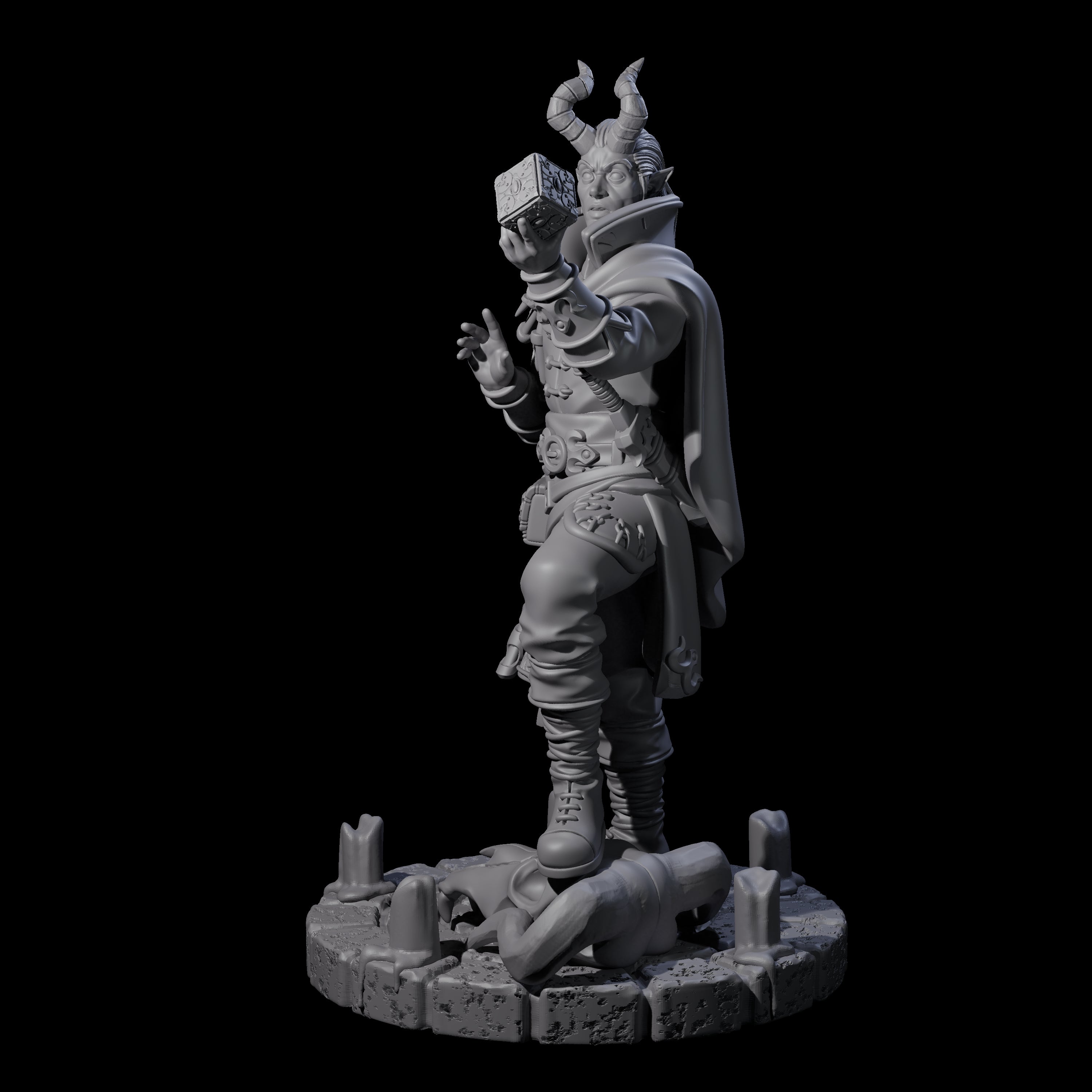 Puzzling Tiefling Miniature for Dungeons and Dragons, Pathfinder or other TTRPGs