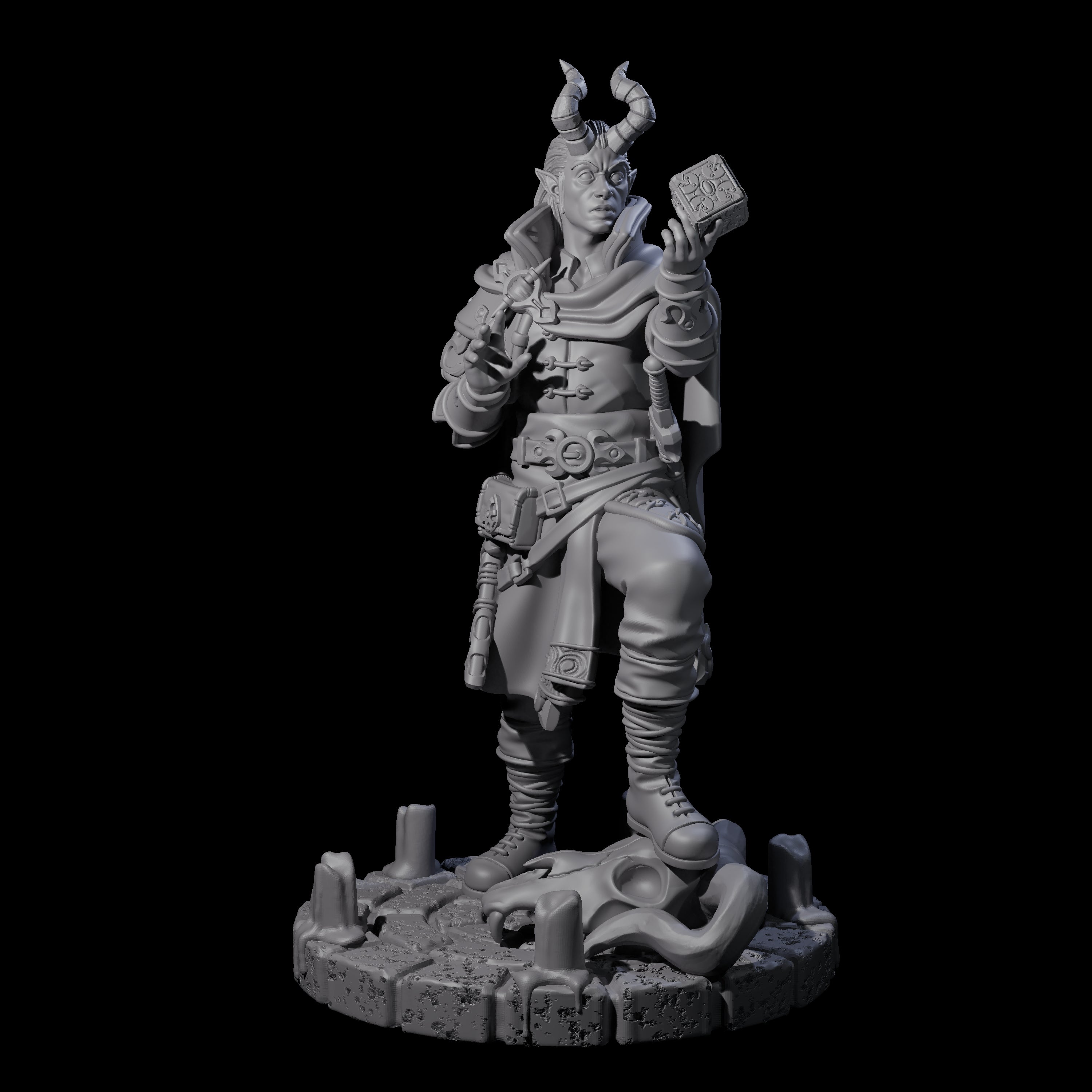 Puzzling Tiefling Miniature for Dungeons and Dragons, Pathfinder or other TTRPGs