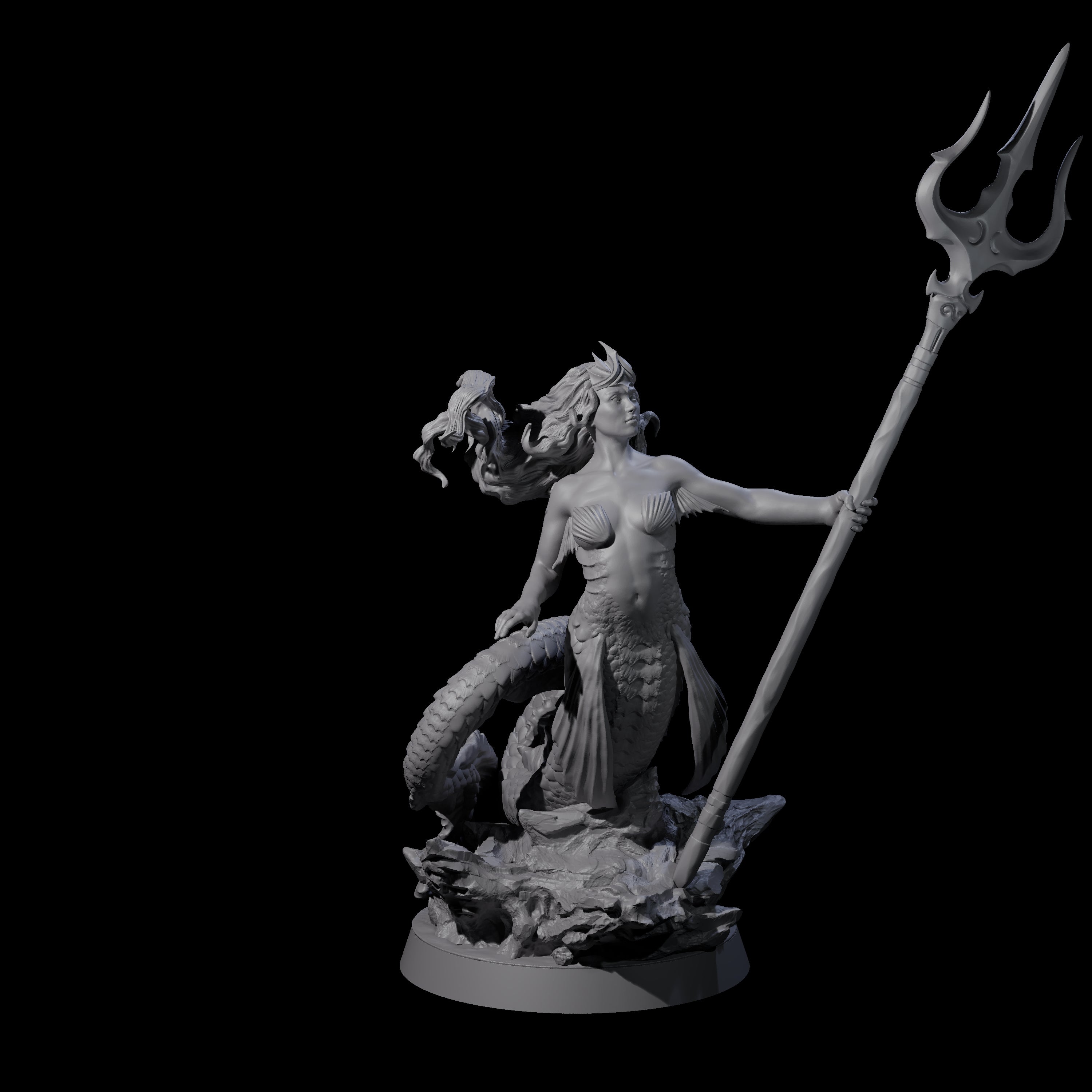 Queen Mermaid Miniature for Dungeons and Dragons, Pathfinder or other TTRPGs