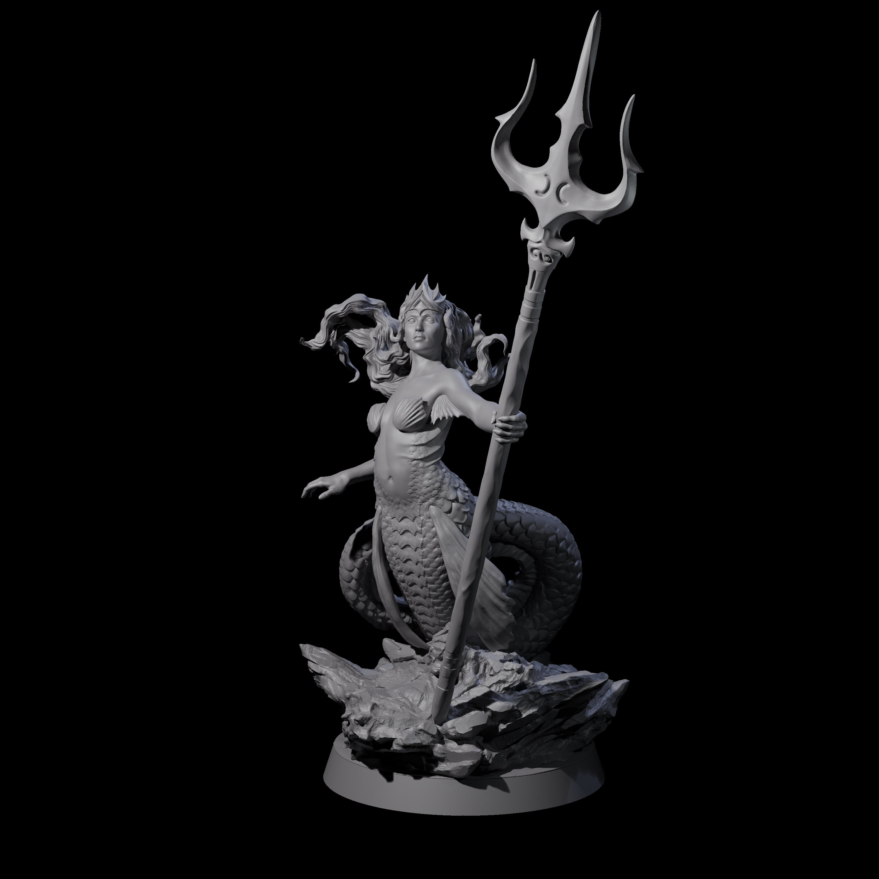 Queen Mermaid Miniature for Dungeons and Dragons, Pathfinder or other TTRPGs