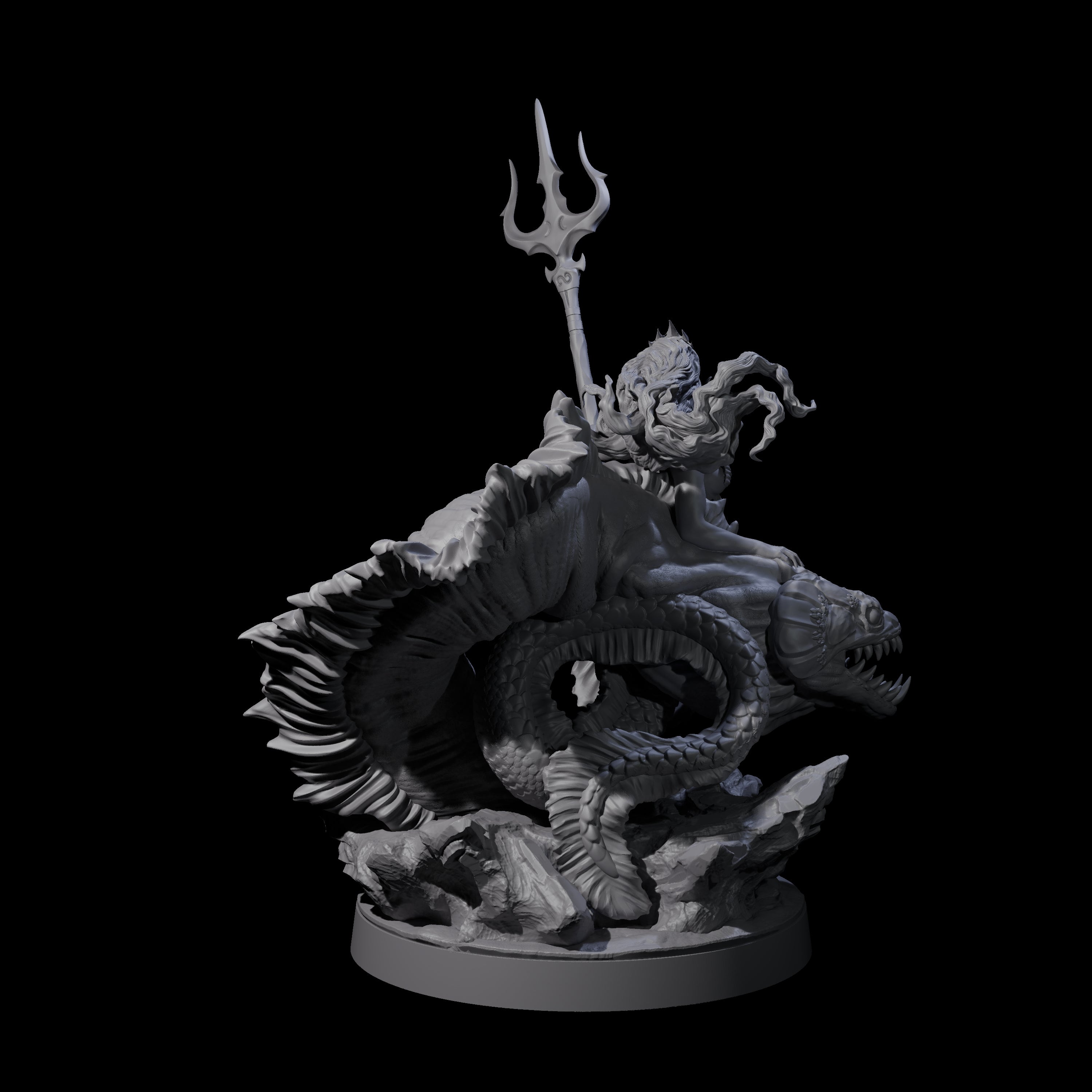 Queen Mermaid with Eel Pet Miniature for Dungeons and Dragons, Pathfinder or other TTRPGs