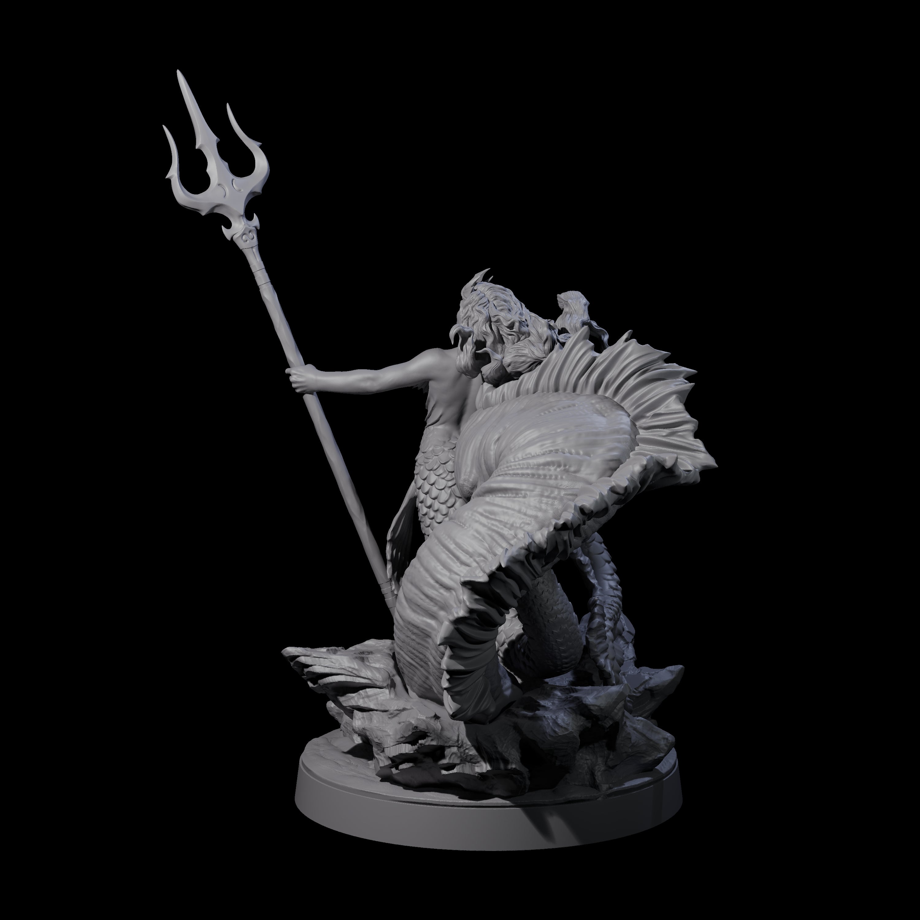 Queen Mermaid with Eel Pet Miniature for Dungeons and Dragons, Pathfinder or other TTRPGs